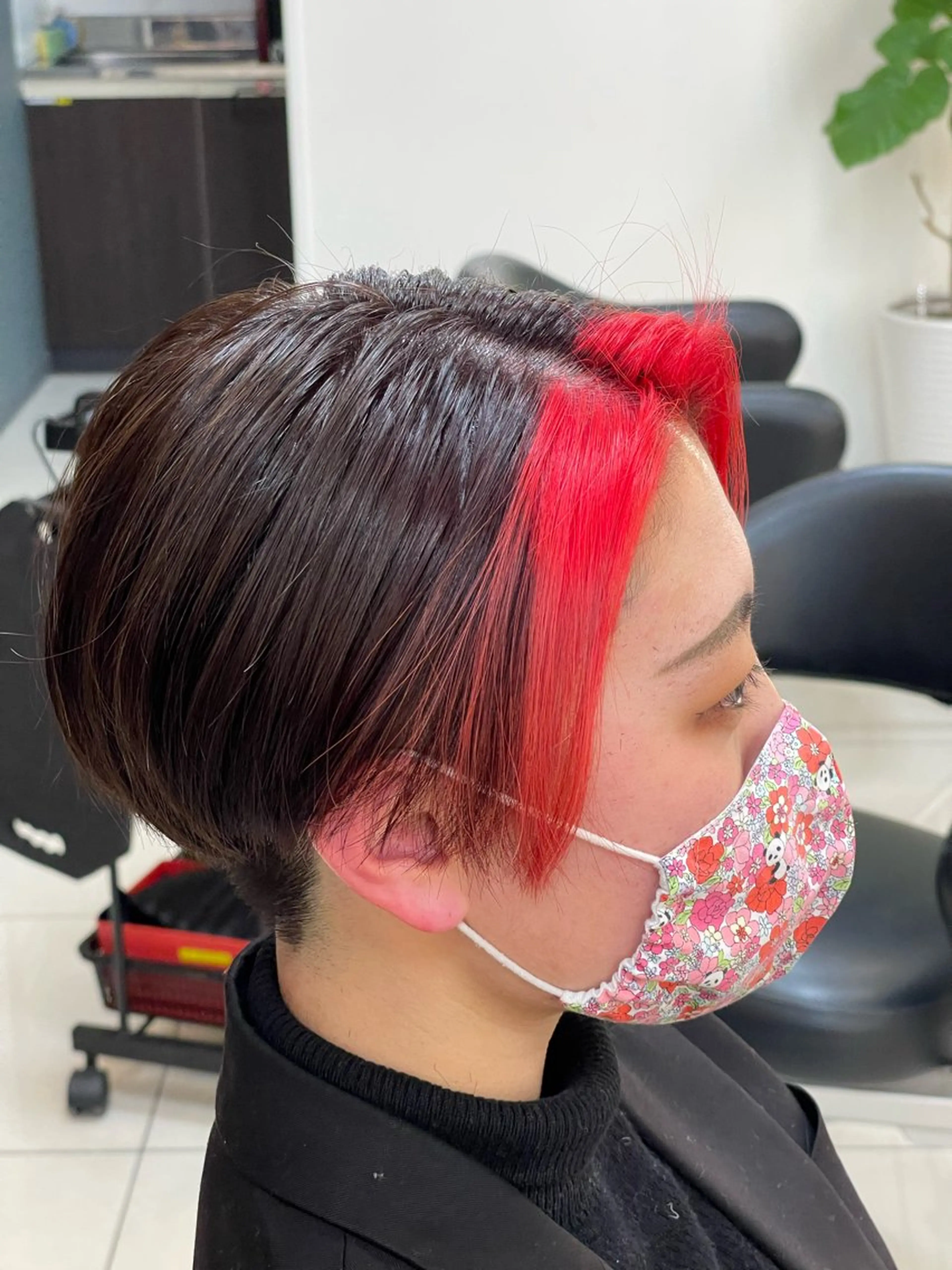 ショート カラー ブリーチ ケアブリーチ ダブルカラー インナーカラー レッドカラー ヘアカラー トリートメント SOYON西大寺店所属・ダブルカラー/ 髪質改善💎安藤のヘアスタイル