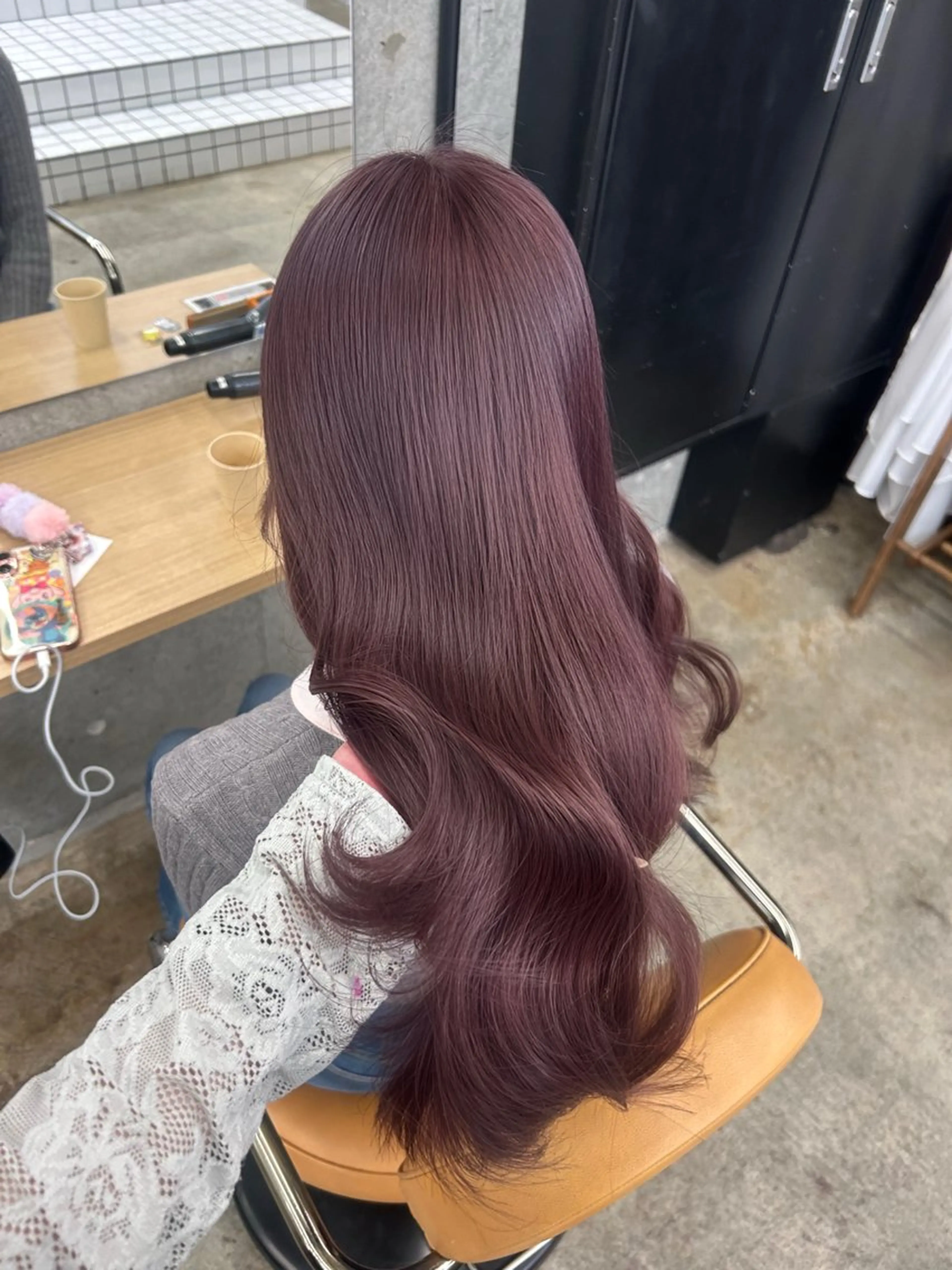 ロング カラー カット ヘアカラー トリートメント 🌷ラベンダーピンク 顔まわり🌷ねいろのヘアスタイル