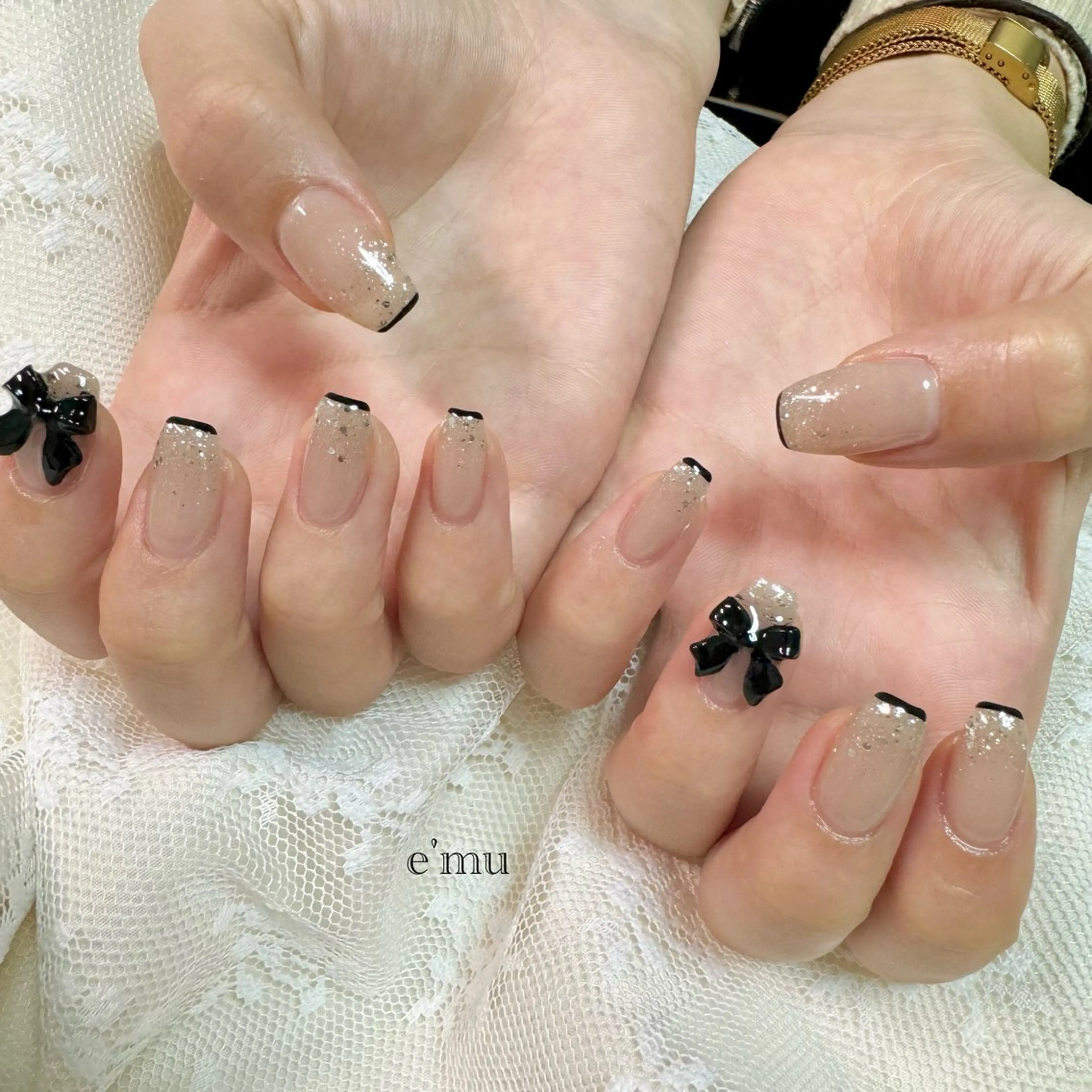 ネイル フレンチネイル ガーリー ハンドネイル nail salon e'mu💐のネイルデザイン