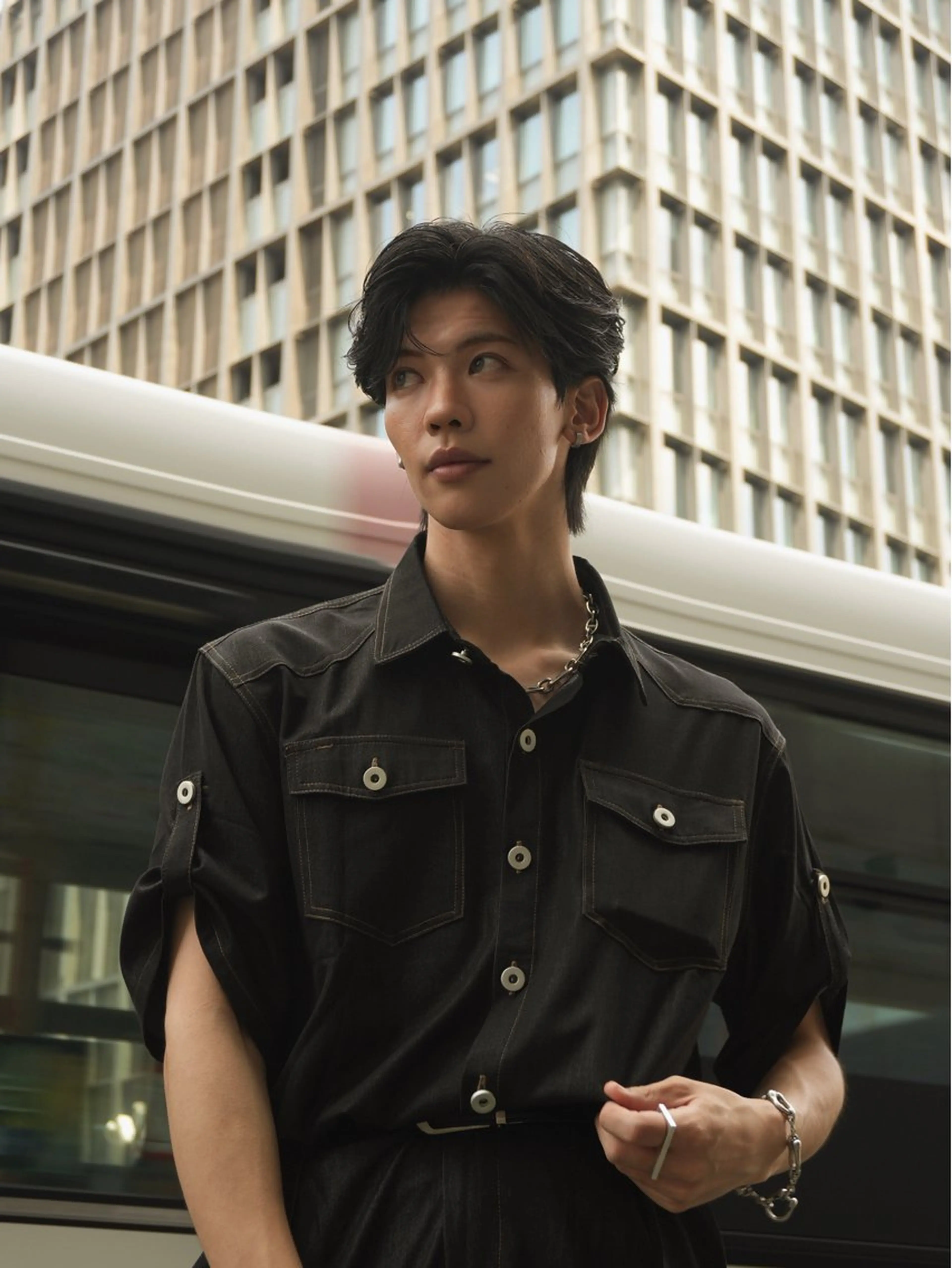 ショート メンズ センターパート メンズ韓国風 韓国風ヘア レイヤーカット 小顔カット PIA hair design所属・湖城 恵吾のヘアスタイル