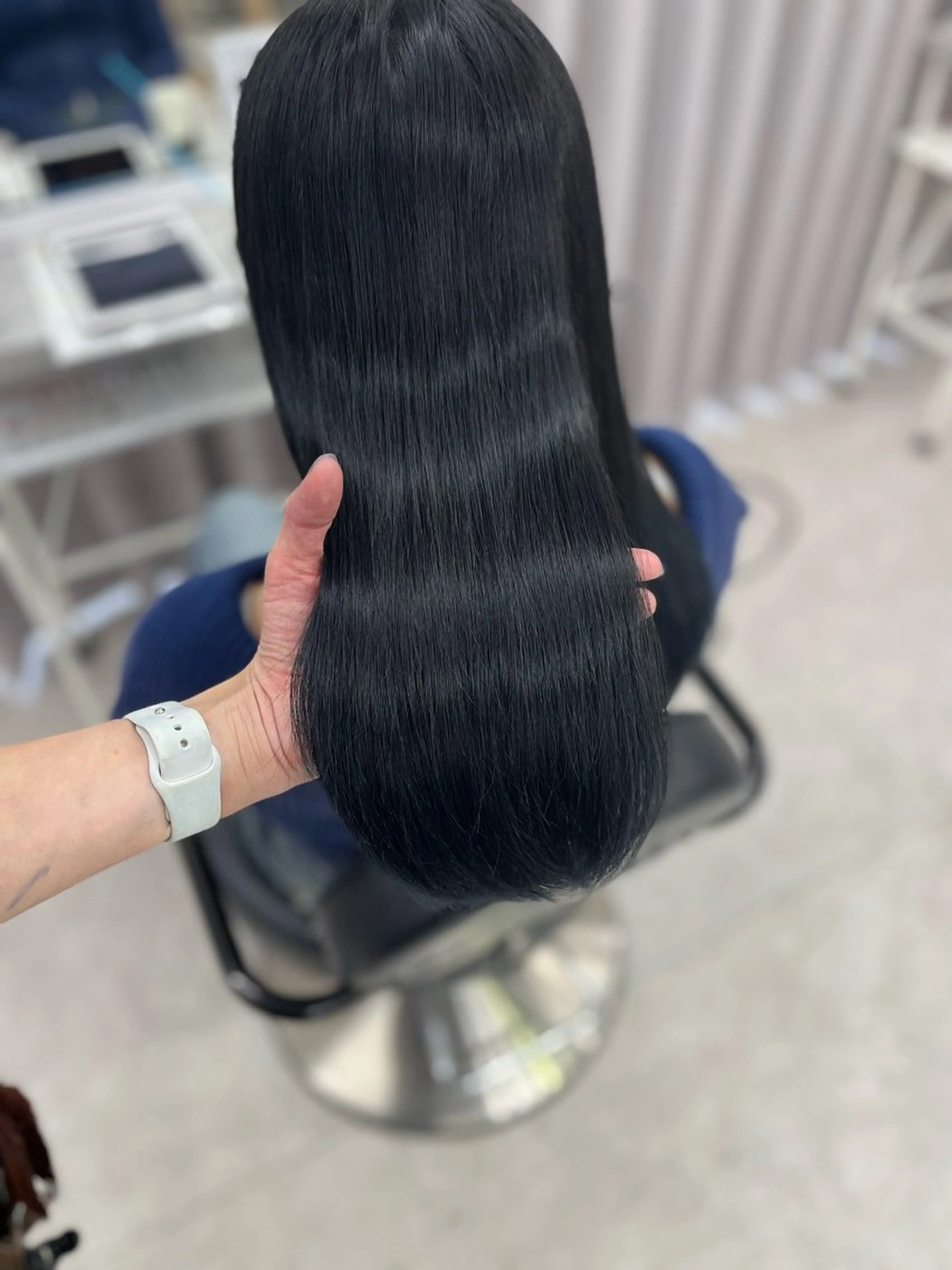 セミロング カラー 黒髪 ブルーカラー ブルーブラック カット ヘアカラー トリートメント 🫧ぷる艶カラー🫧 Yuubi🦩のヘアスタイル