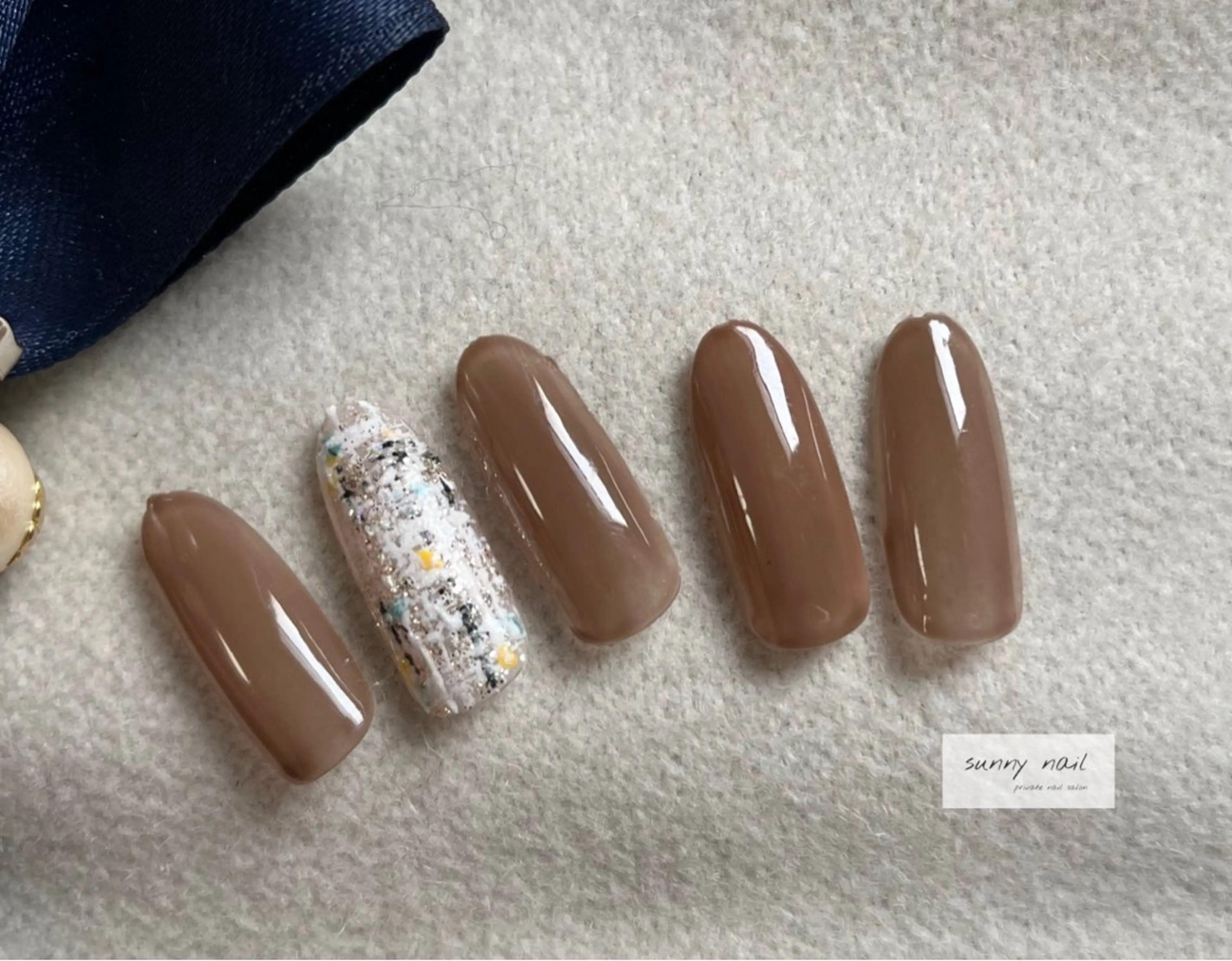 ネイル ブラウン ツイードネイル ハンドネイル ハンドケア sunny nailのネイルデザイン