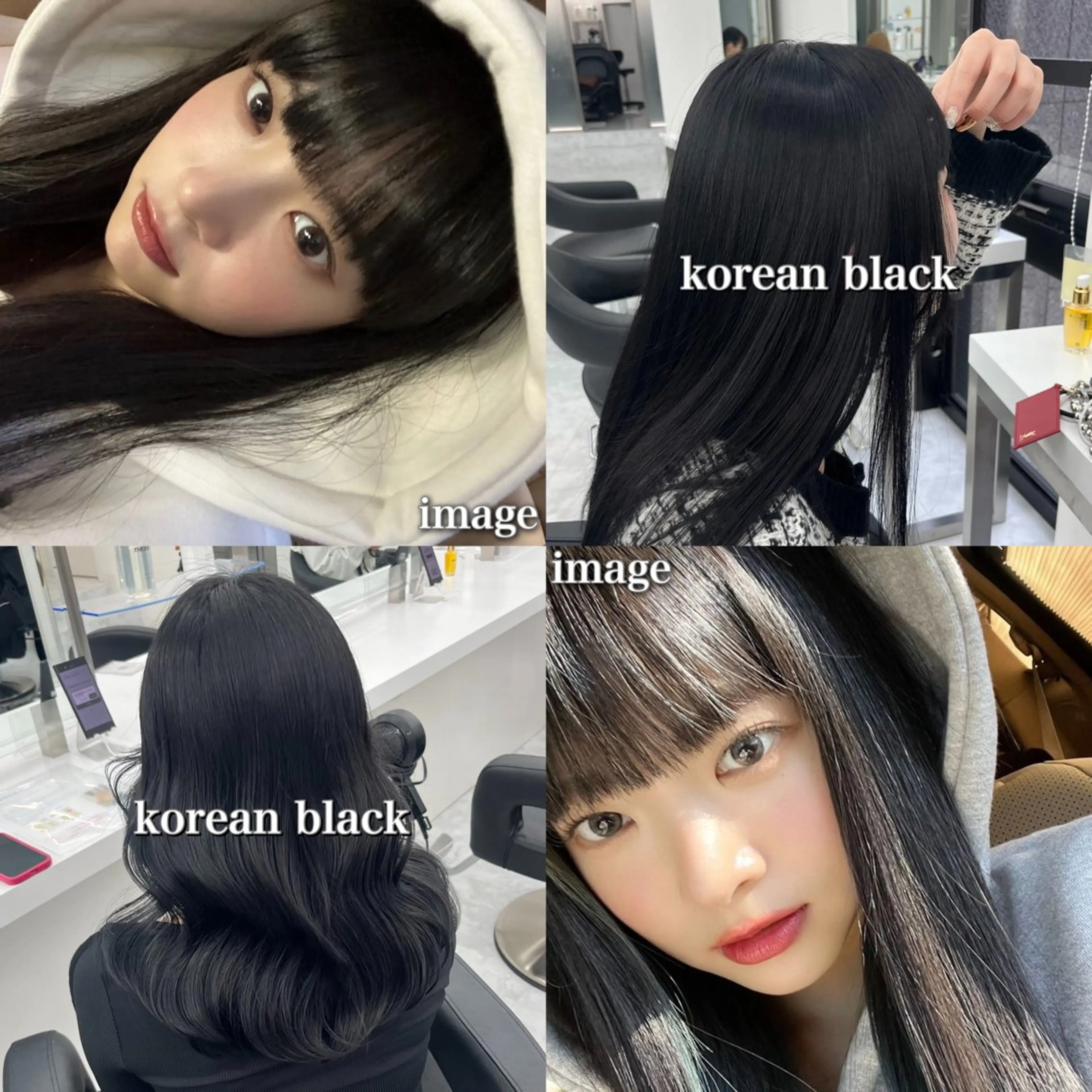 セミロング カラー 黒髪 ブリーチ ブルーカラー ブルーブラック ダークグレー ヘアカラー トリートメント ハイトーン/ 髪質改善/上質艶髪のヘアスタイル