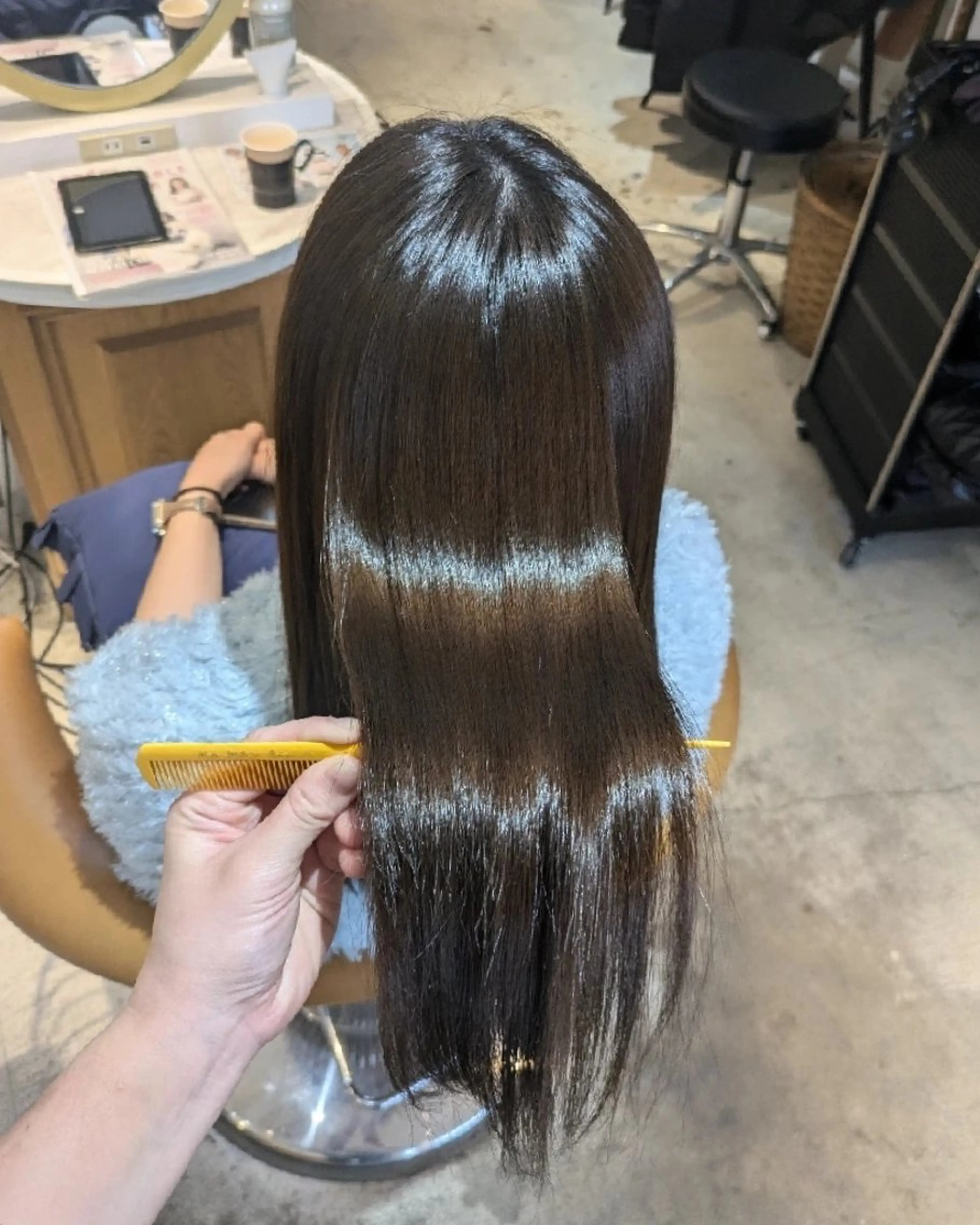 ロング カット ヘアカラー 縮毛矯正 トリートメント 縮毛矯正/レイヤー 💎やまもとちひろのヘアスタイル