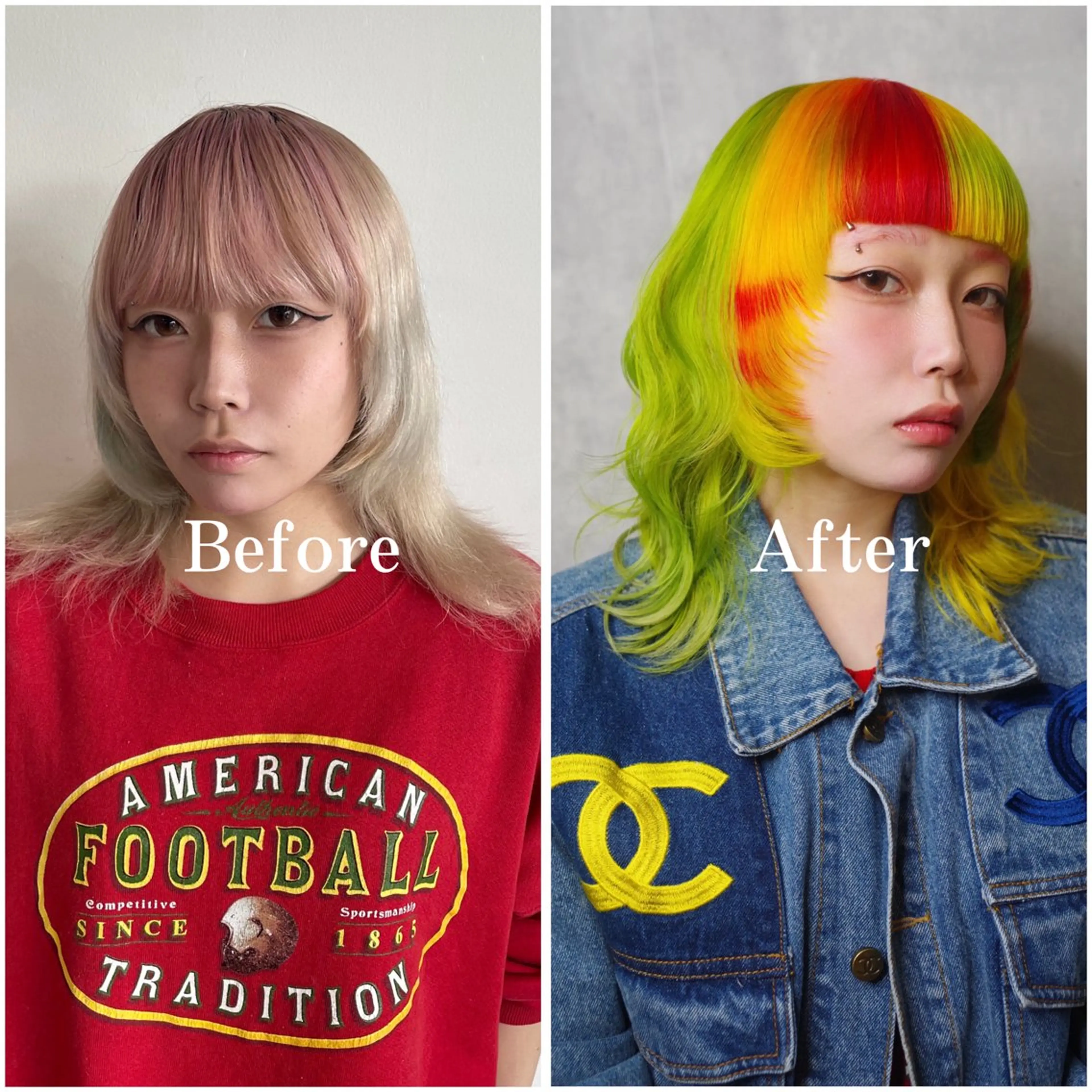 ミディアム カラー ブリーチ デザインカラー ハイトーンカラー ヘアカラー ムラ修正/ ハイトーン💖Riaのヘアスタイル