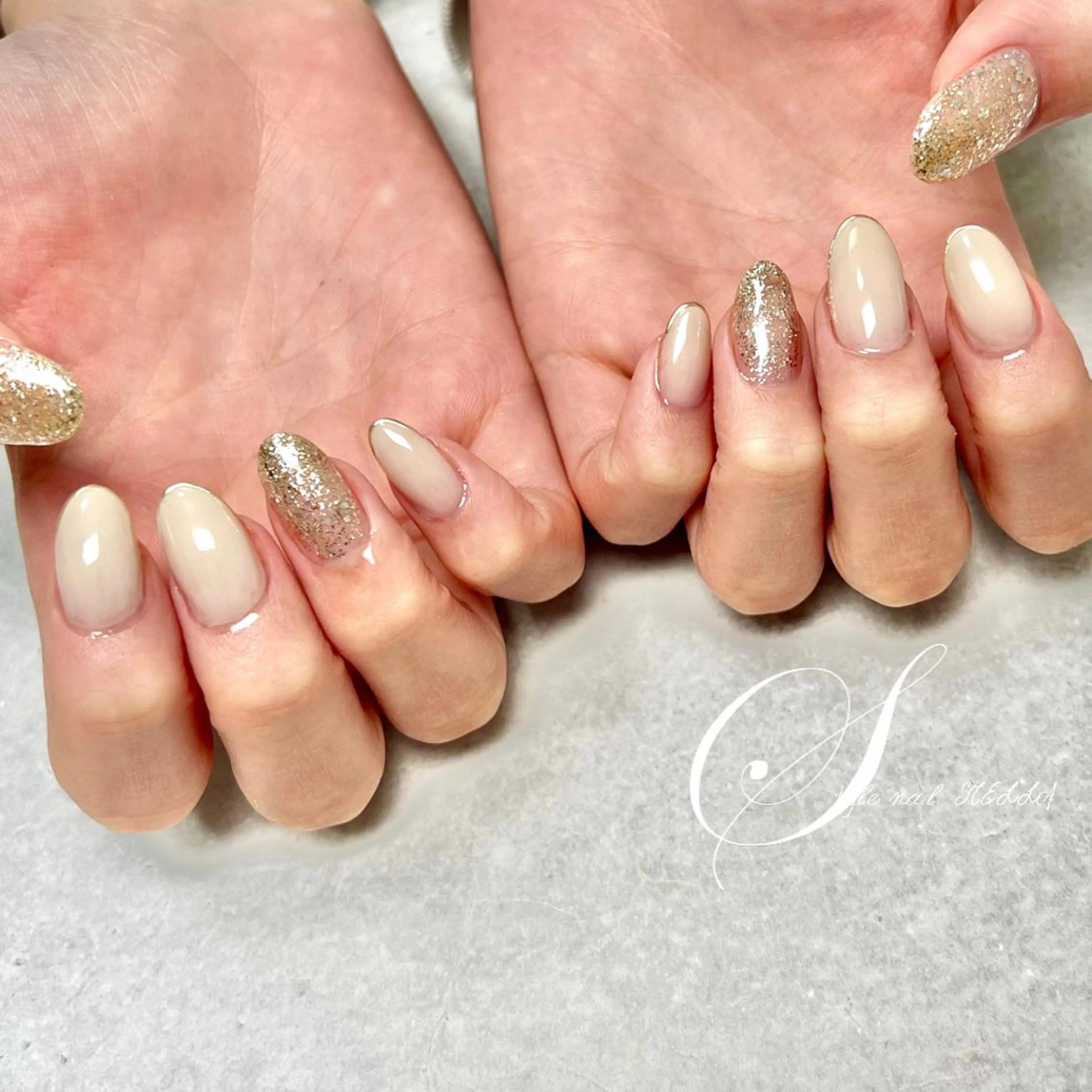 ネイル フレンチネイル ジェルネイル キラキラネイル ミラーネイル 持ち込み ハンドネイル ステラ marikominoのネイルデザイン