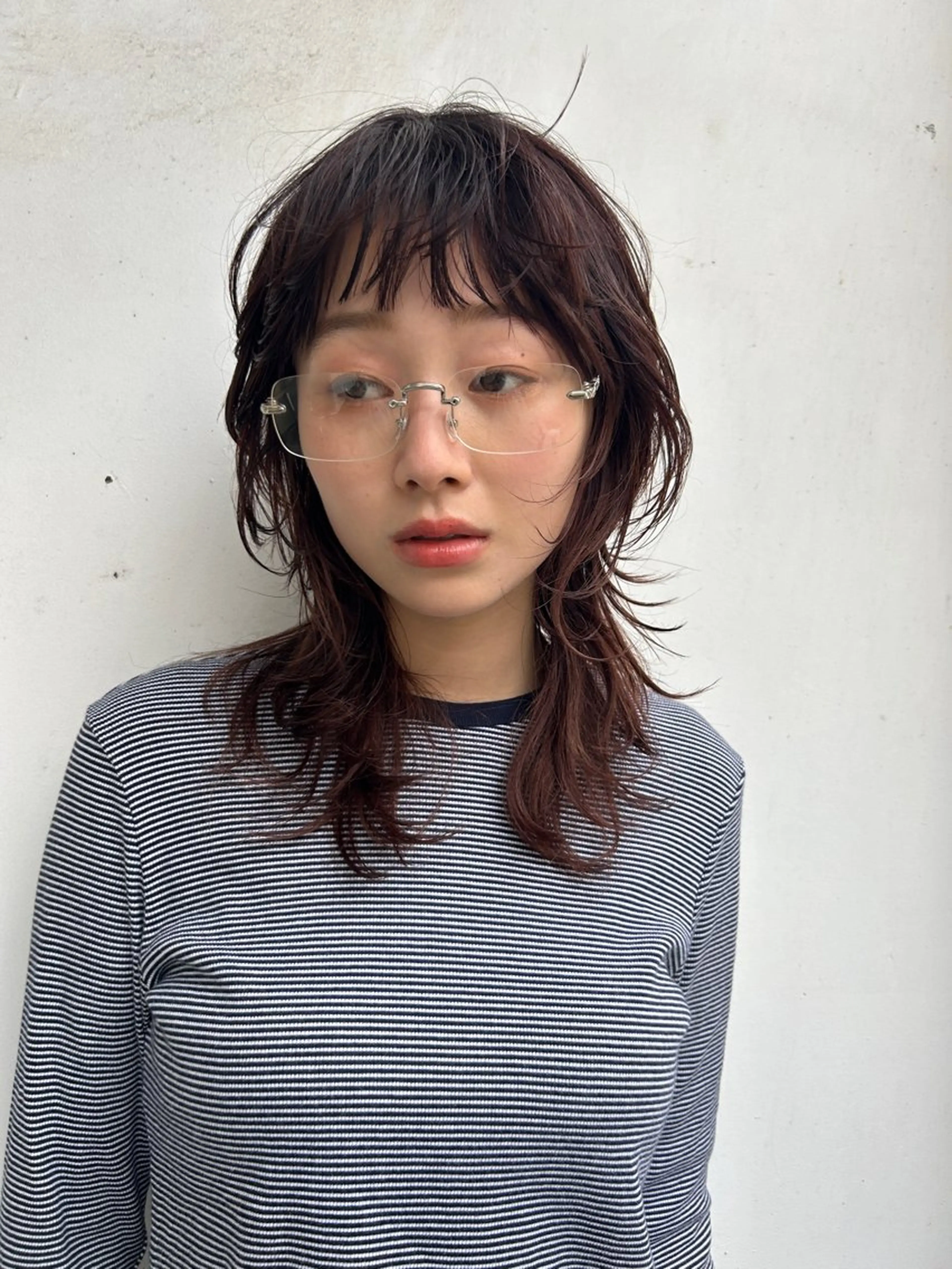 ミディアム カラー ブラウンカラー ウルフカット 澤田 奈々子のヘアスタイル