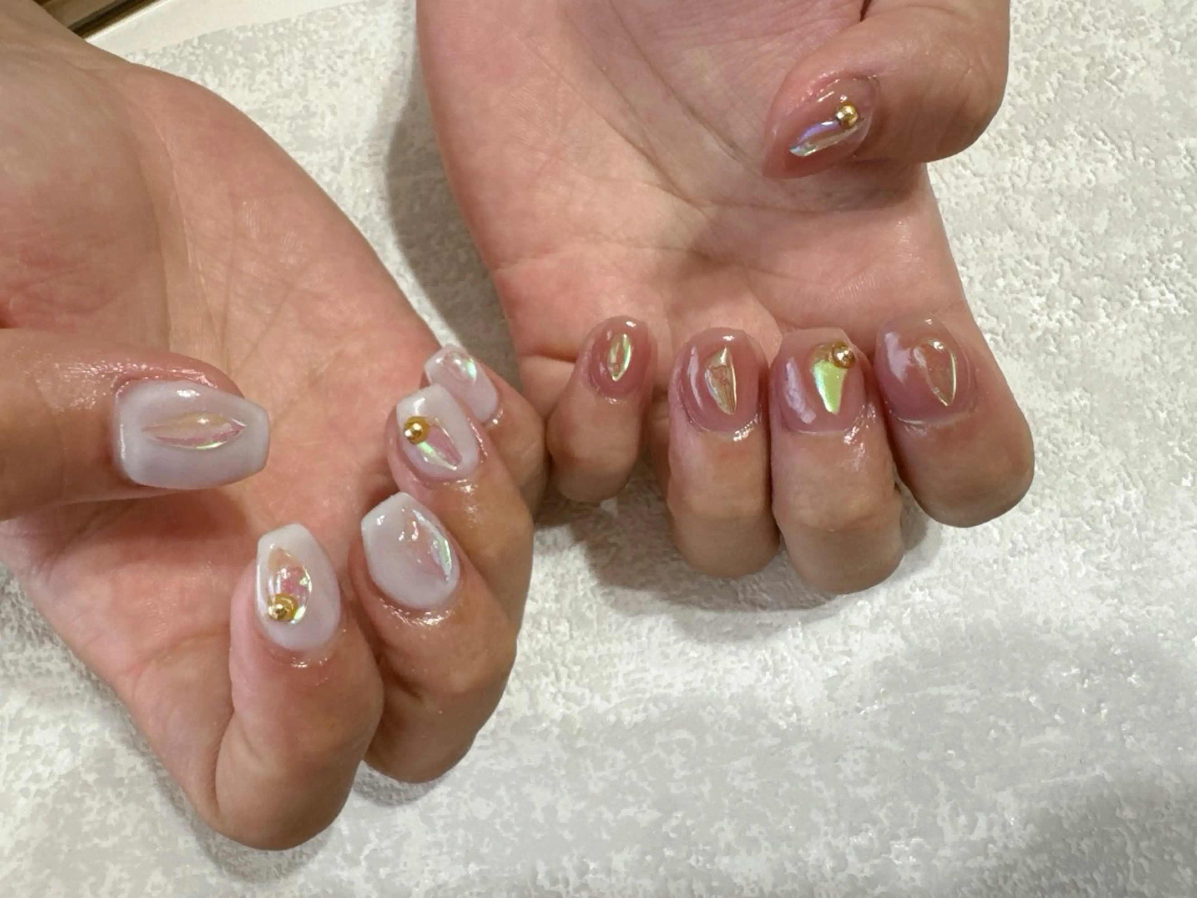 ネイル オーロラネイル フットネイル ジェルネイル キラキラネイル パラジェル kikinail 溝の口のネイルデザイン