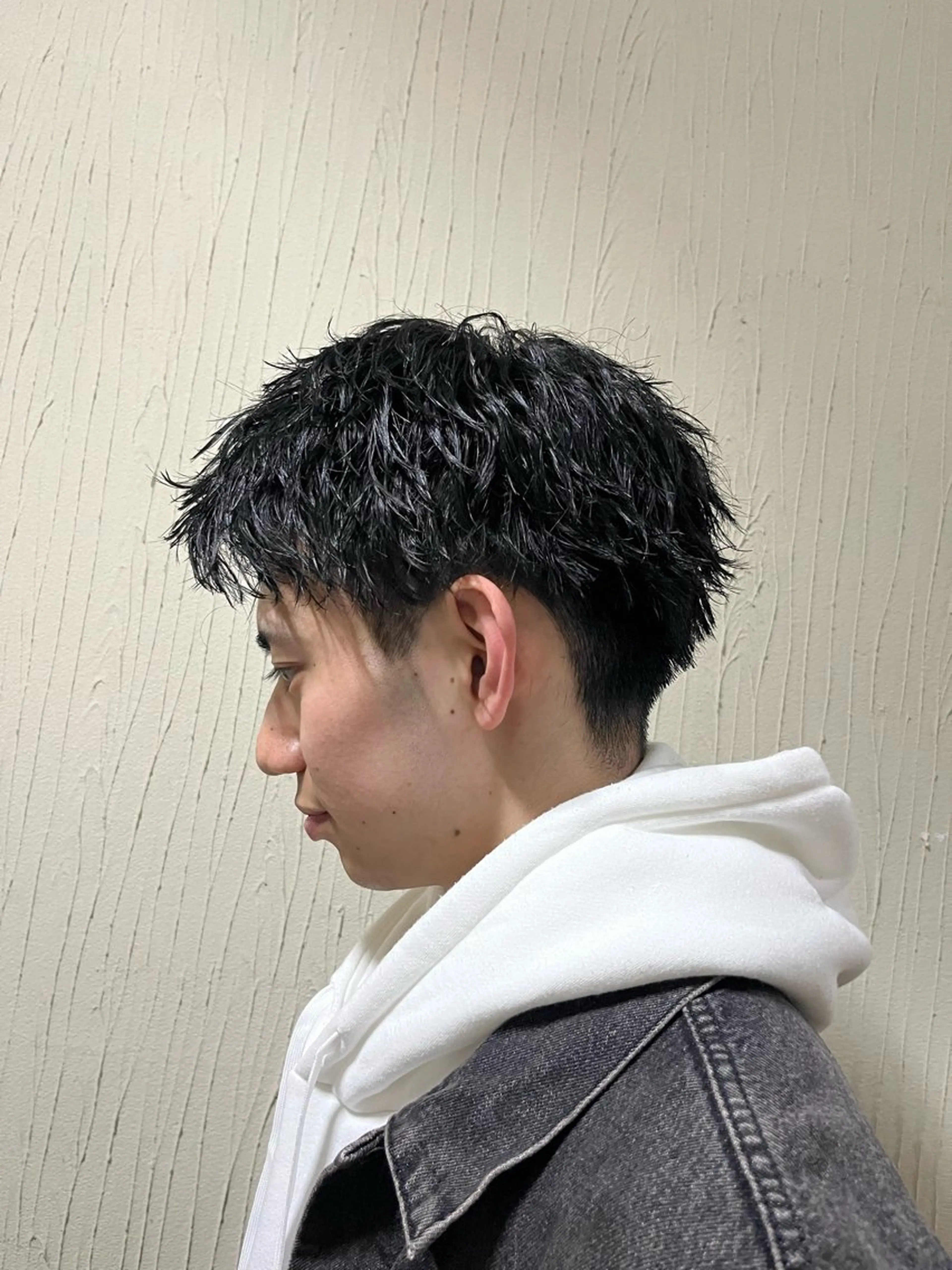 ショート パーマ メンズ アップバング カット パーマ 【メンズ特化】金沢 /片町　髙木　功基のヘアスタイル