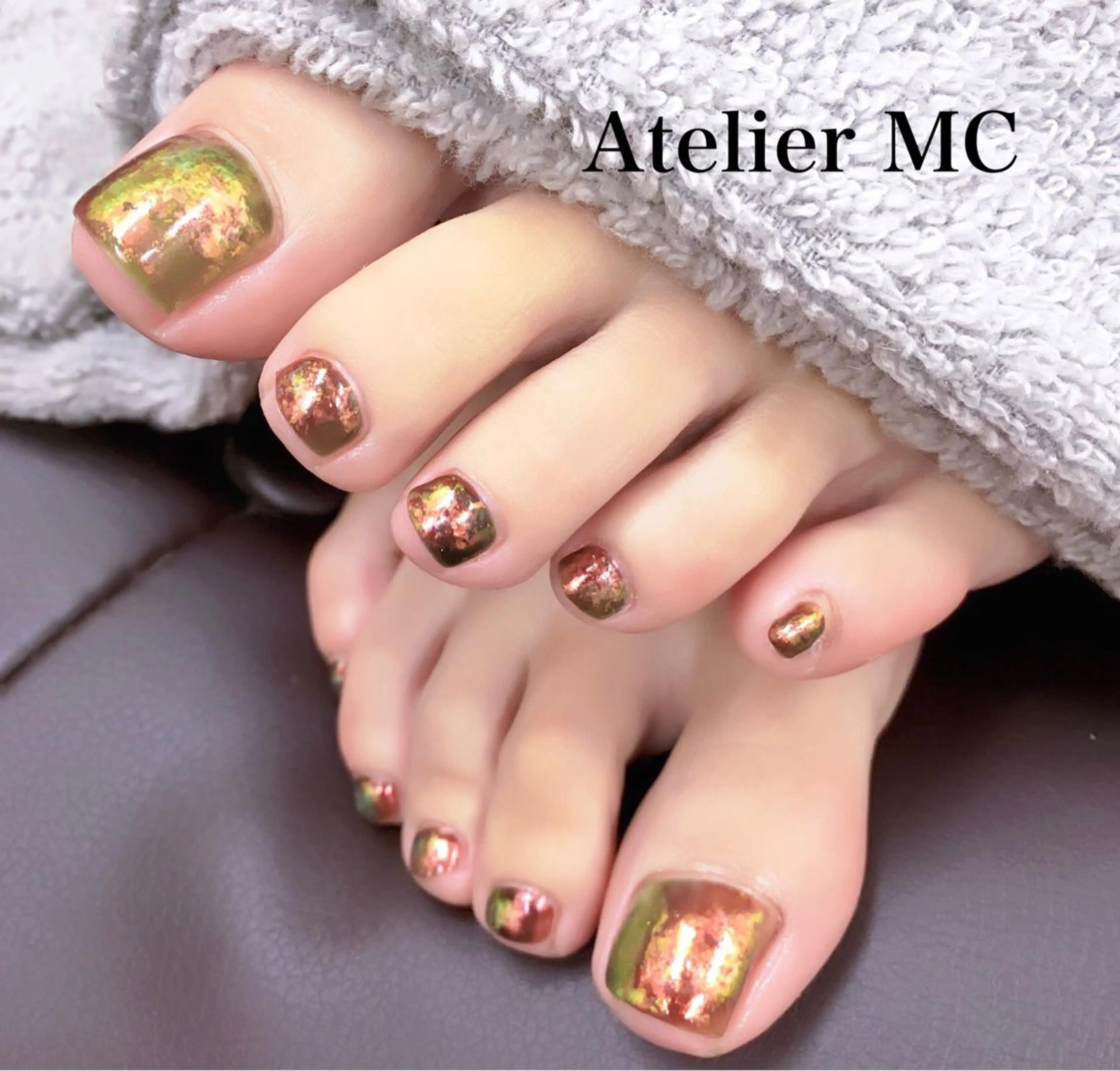 ネイル アートネイル オーロラネイル カジュアル クリアネイル ジェルネイル フットネイル アトリエ エムシー 【新富町・東銀座】のネイルデザイン