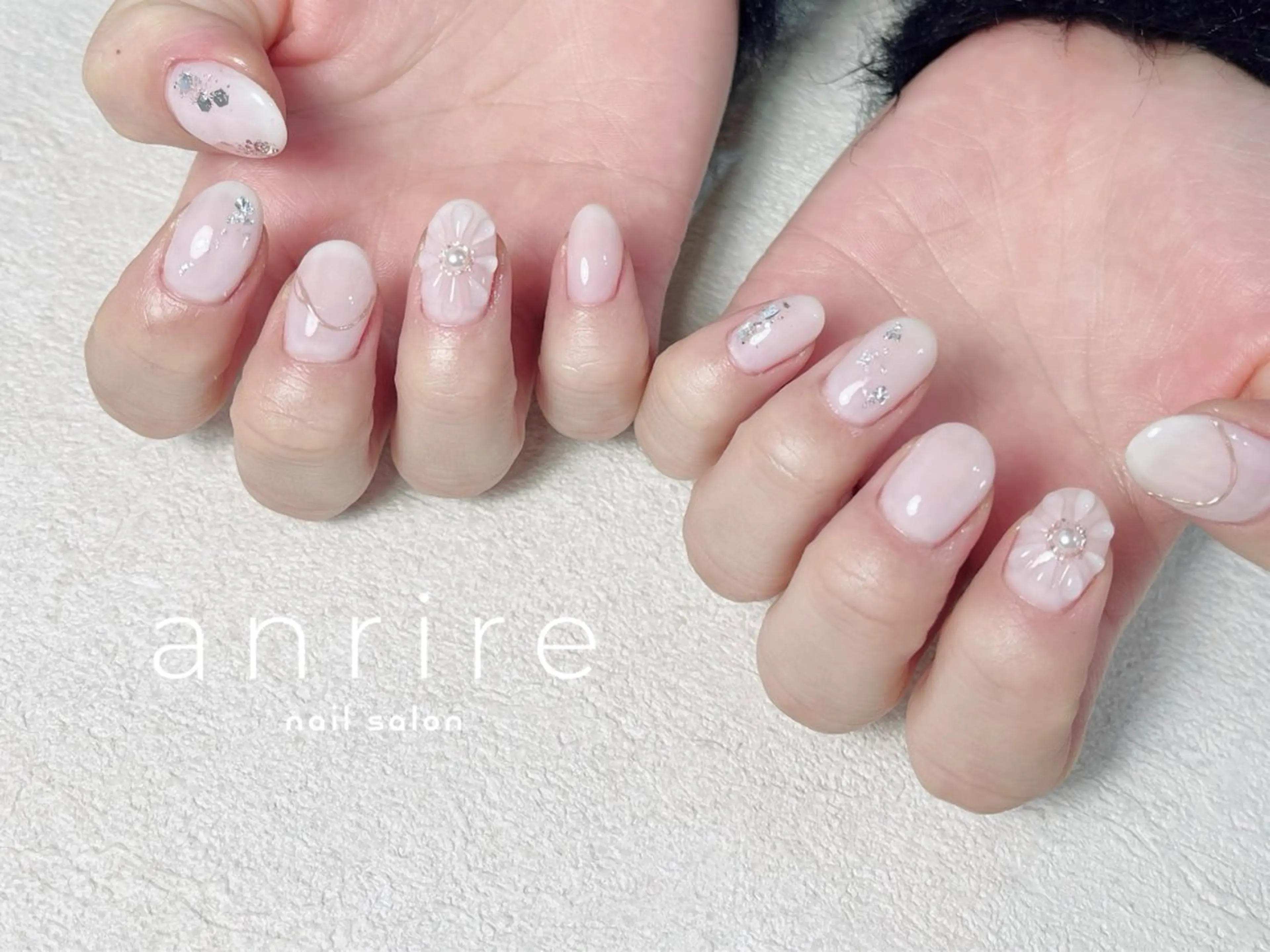 ネイル フラワーネイル ジェルネイル キラキラネイル ラメ(グリッター) ミラーネイル ハンドネイル nail salon anrire〜アンリール〜所属・nailsalon anrireのネイルデザイン
