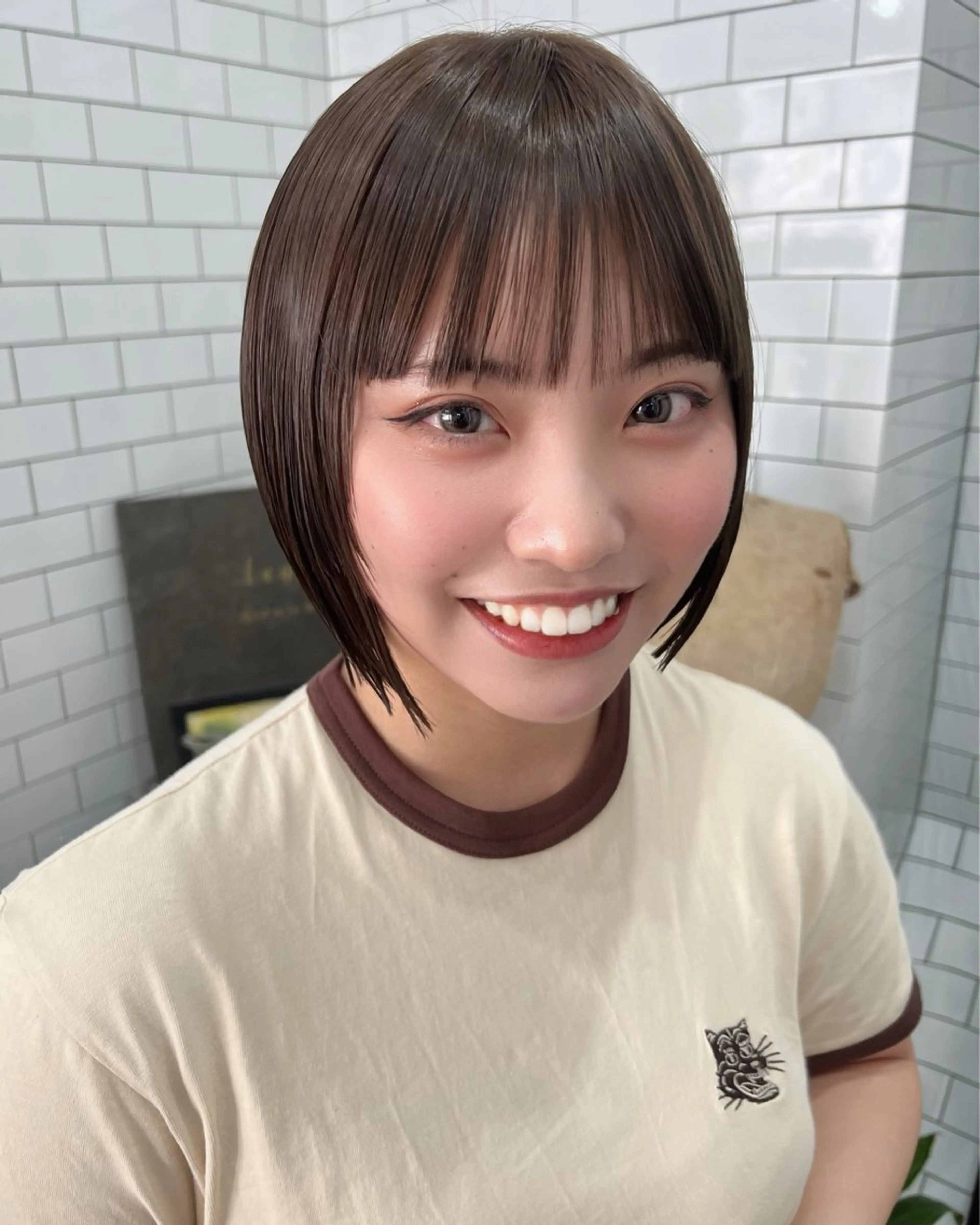 ショート カット ヘアカラー トリートメント 紙屋町ショート /ボブ　パーマ河内蓮のヘアスタイル