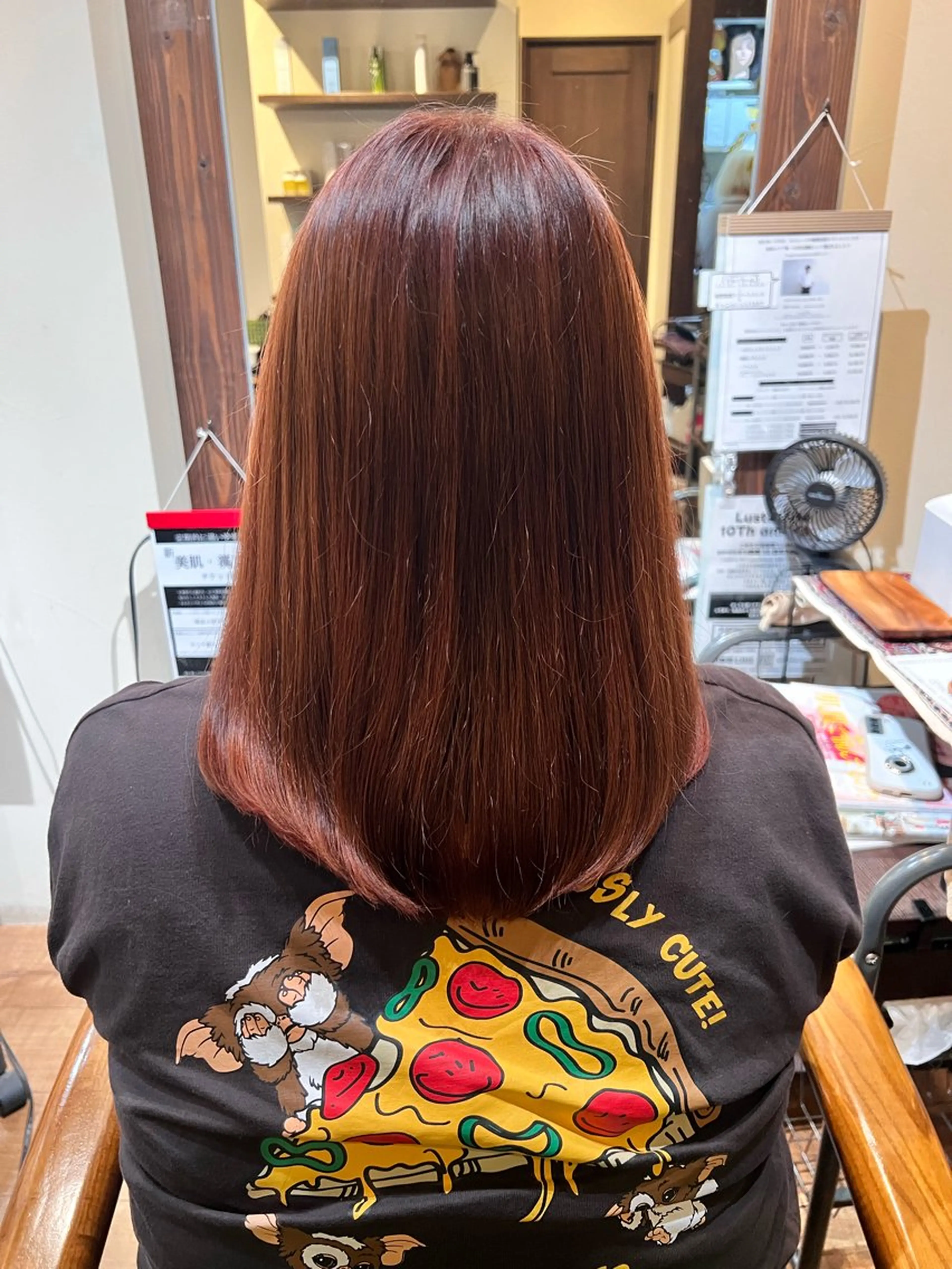 セミロング カラー パーマ レッドカラー ヘアカラー Luster Friends所属・まゆ | 艶カラー | ストレートのヘアスタイル