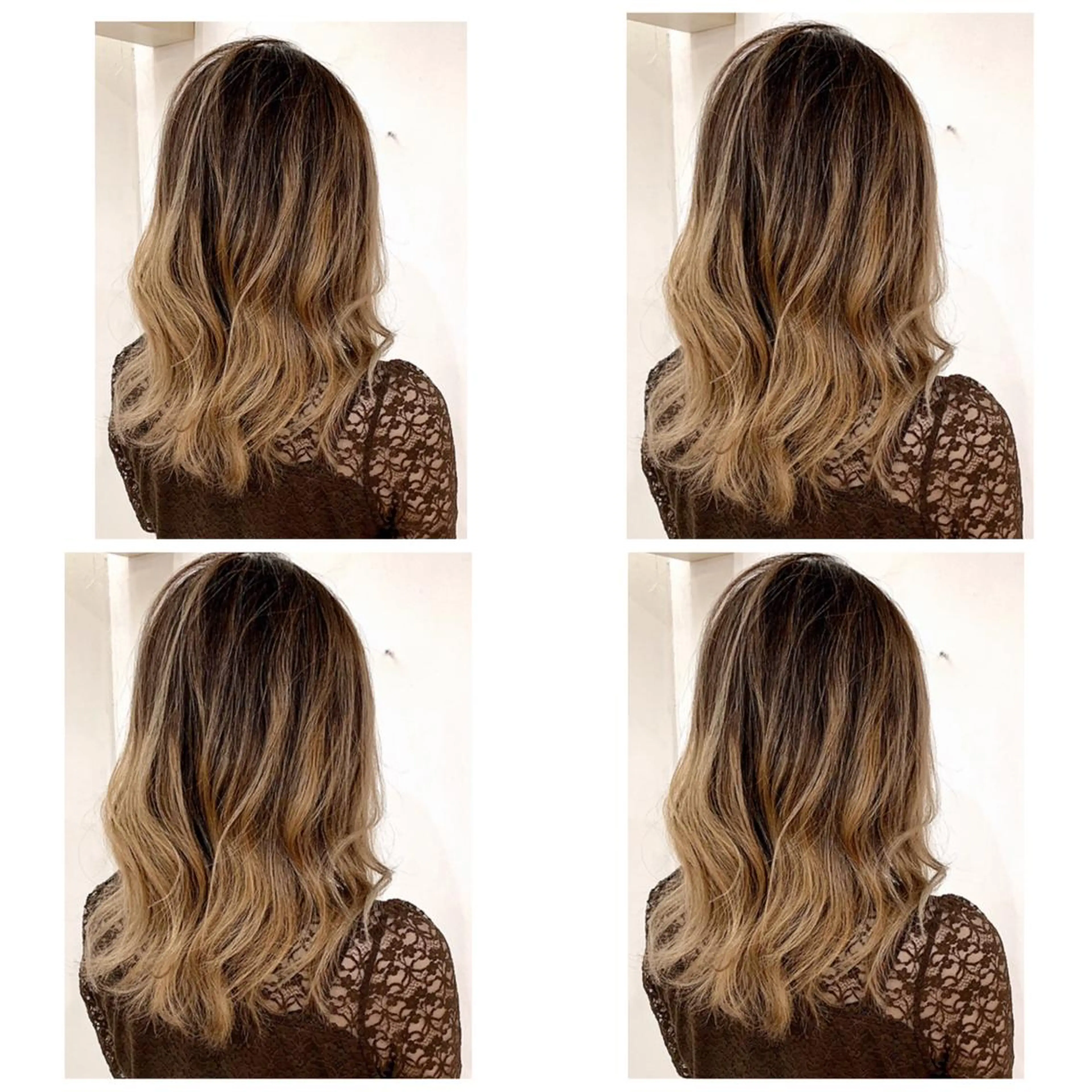 セミロング カラー アッシュ バレイヤージュ ブリーチ デザインカラー グレージュ カット ヘアカラー 京都大人女性ショート 徒歩1分/秋山のヘアスタイル