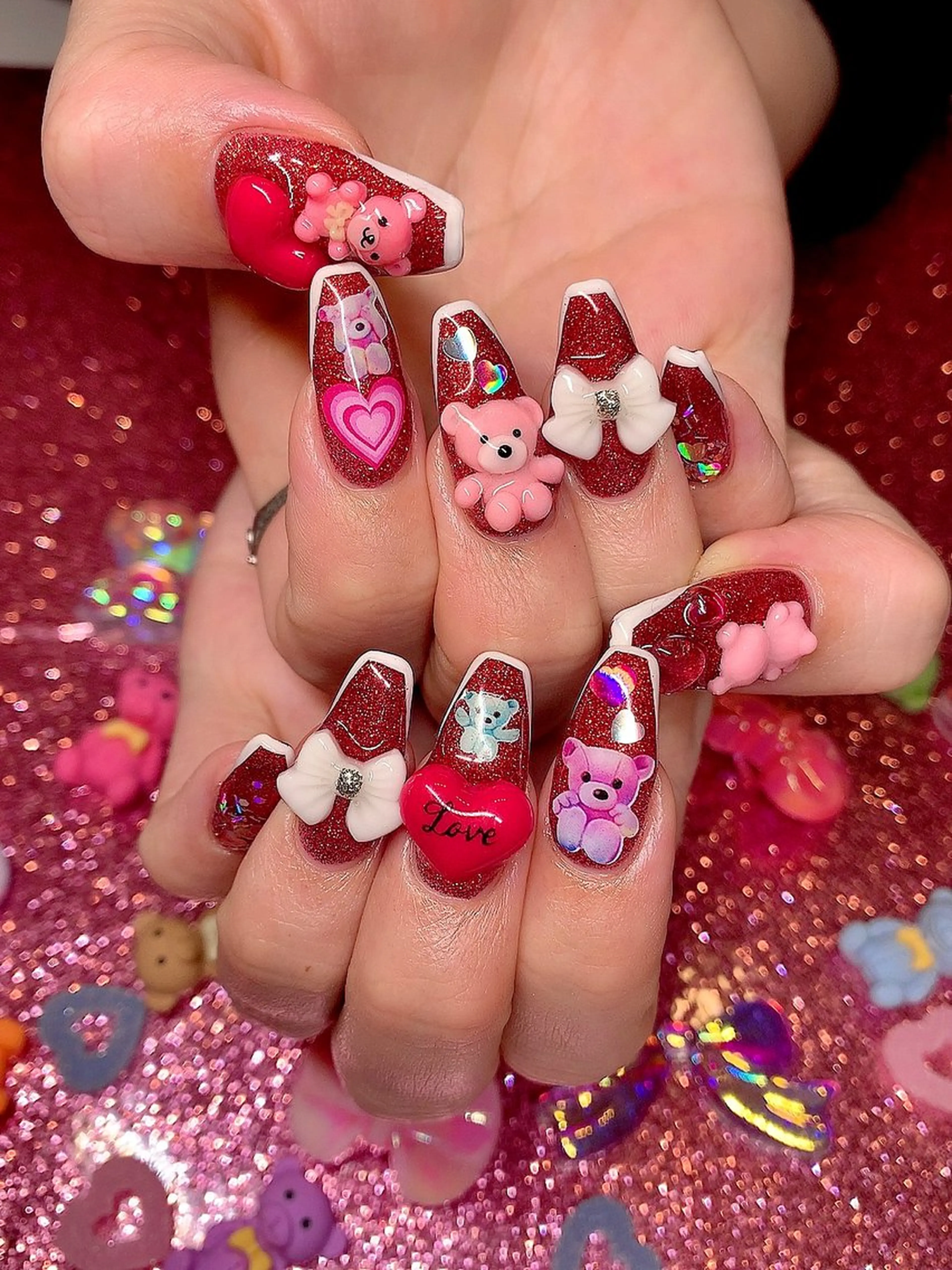 ネイル アートネイル キラキラネイル 韓国ネイル 持ち込み ぷっくりネイル シェアサロンLei.g(レイジー)所属・3Dアートネイル💗 都築レナのネイルデザイン