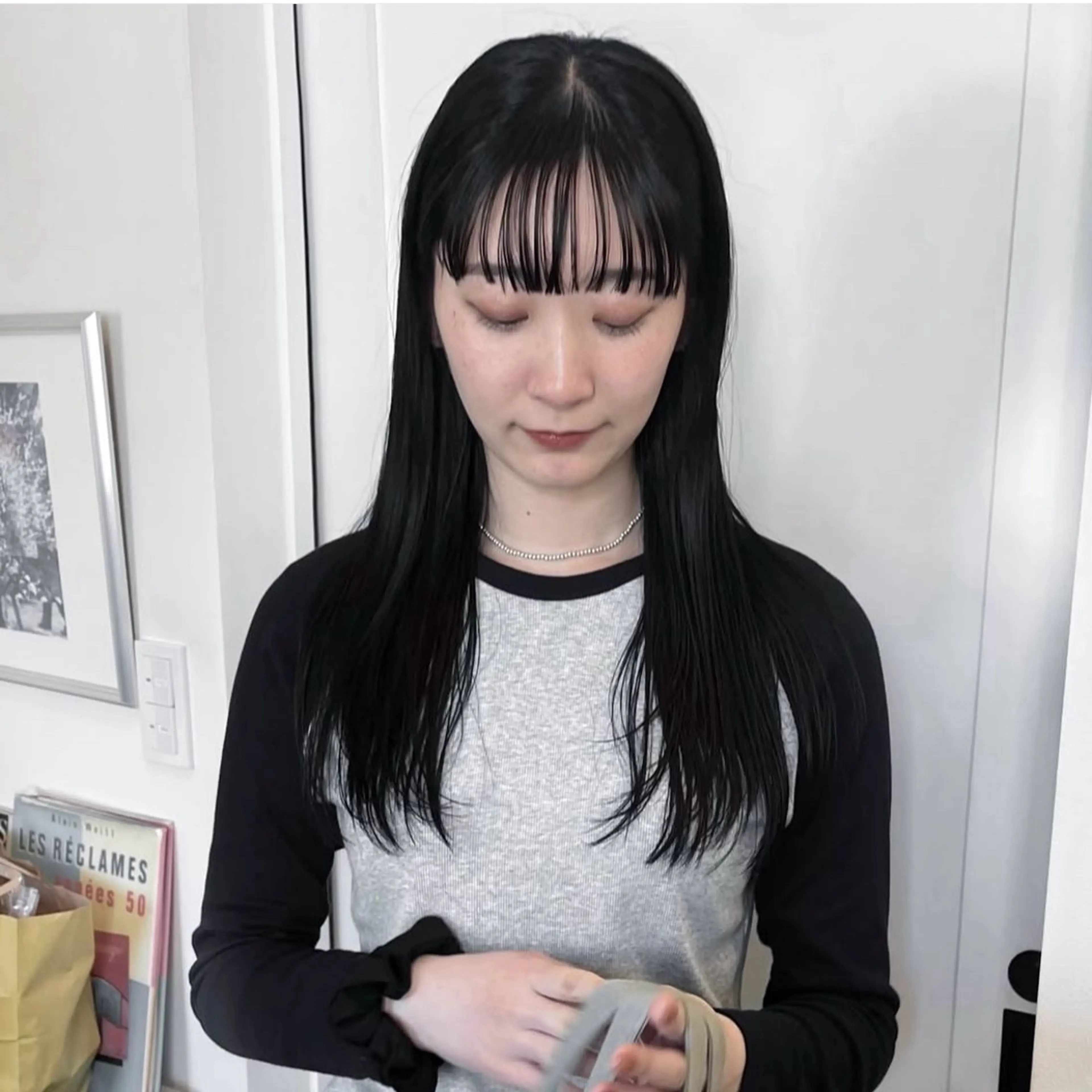 セミロング 顔まわりレイヤー 顔周りカット レイヤーカット 小山夕稀/ニュアンス パーマ/新城のヘアスタイル