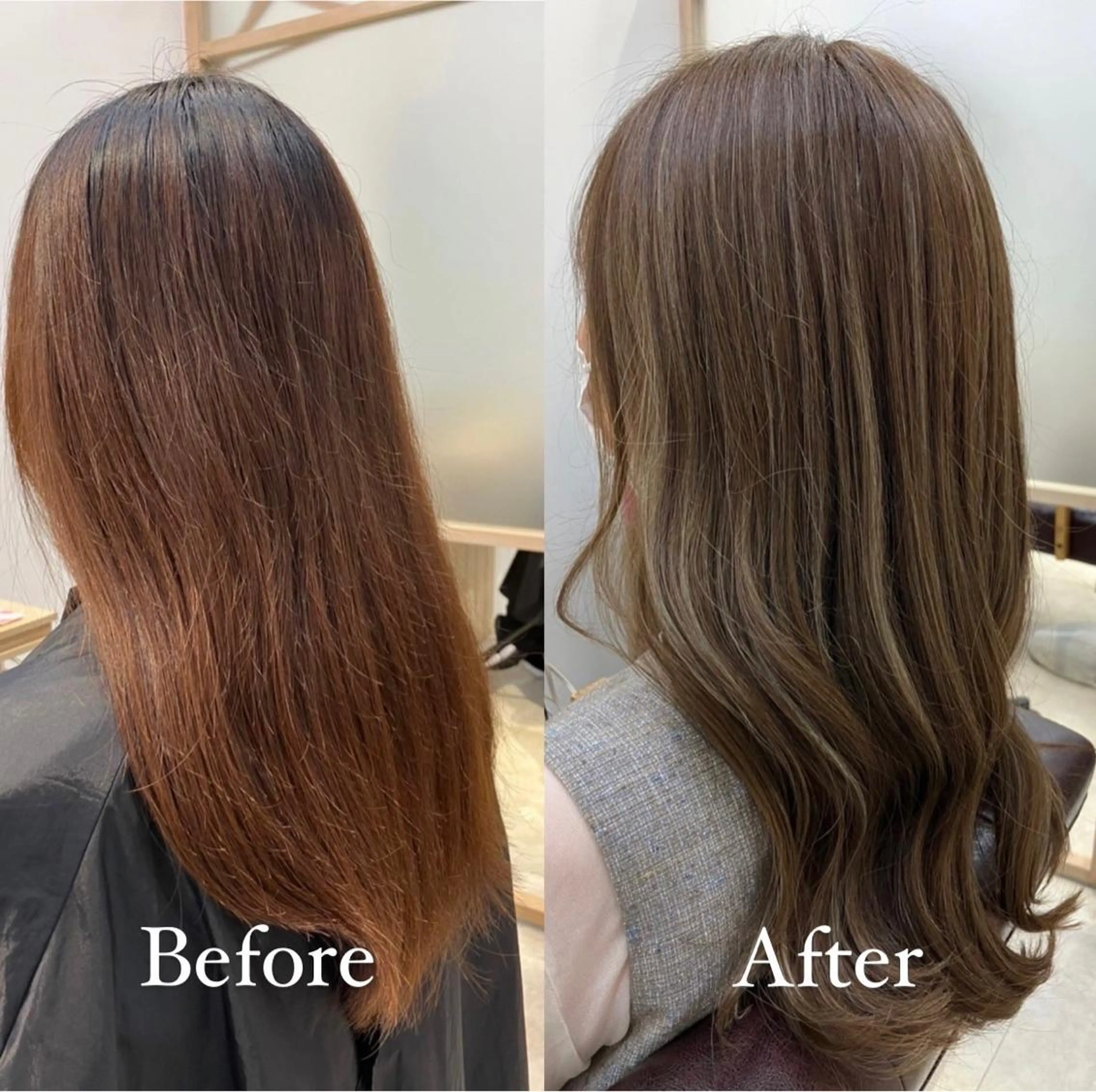 ロング カラー アッシュ ハイライトカラー オレンジ ハイライト 寺崎 琴音のヘアスタイル