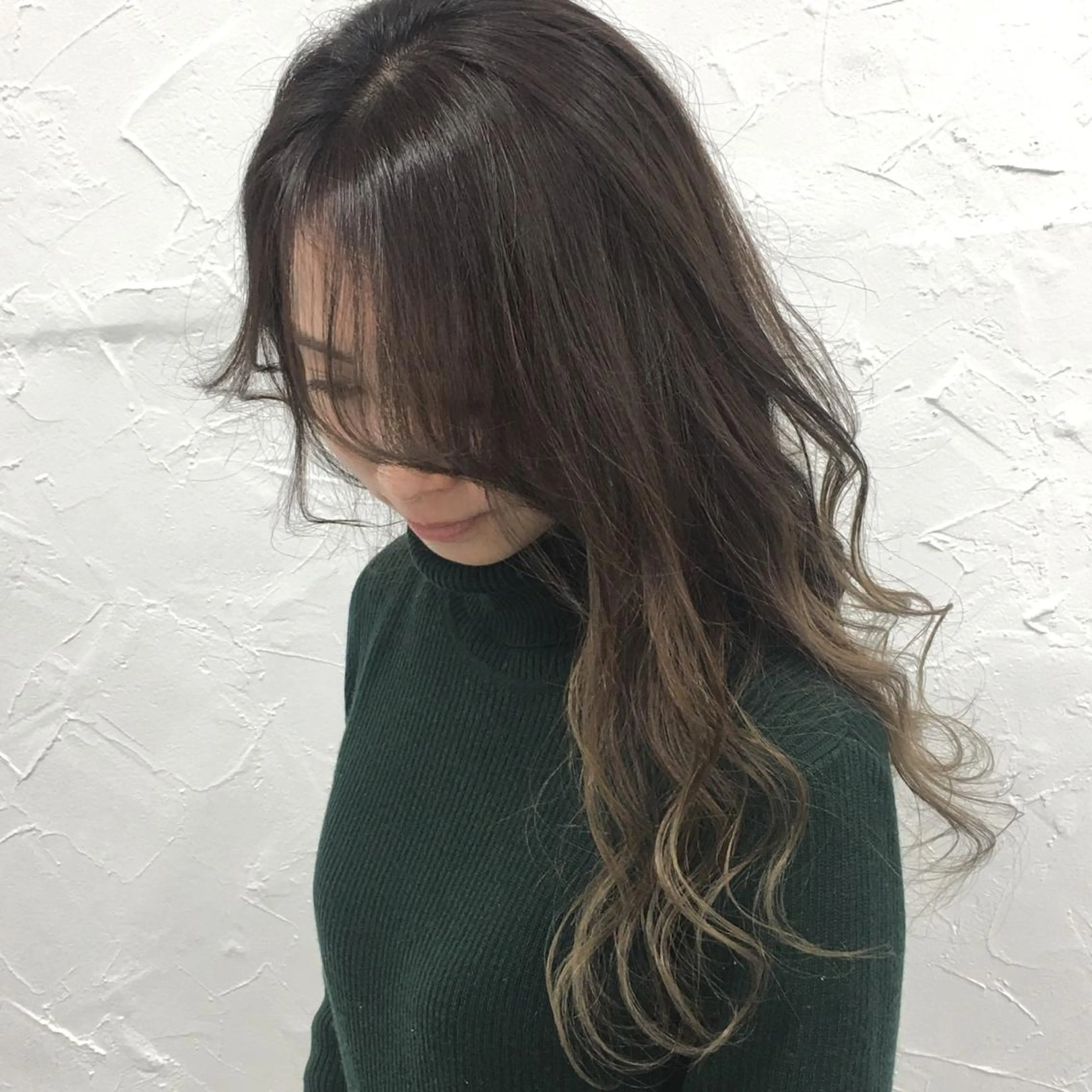 セミロング ヘアアレンジ アッシュ 大人垢抜け ダブルカラー【上野】のヘアスタイル