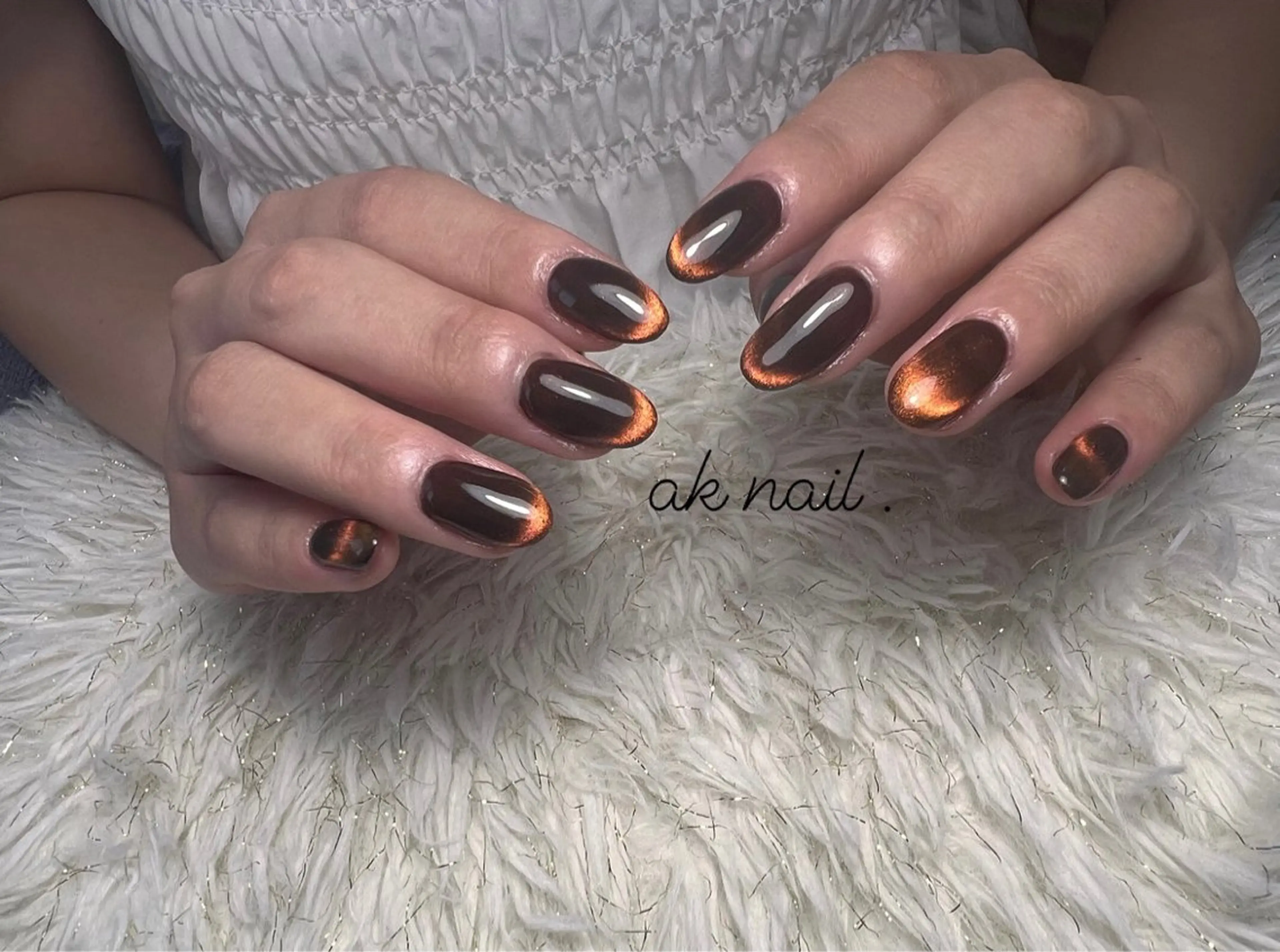 ミディアム ネイル マグネットネイル ハンドネイル ak nail .のネイルデザイン