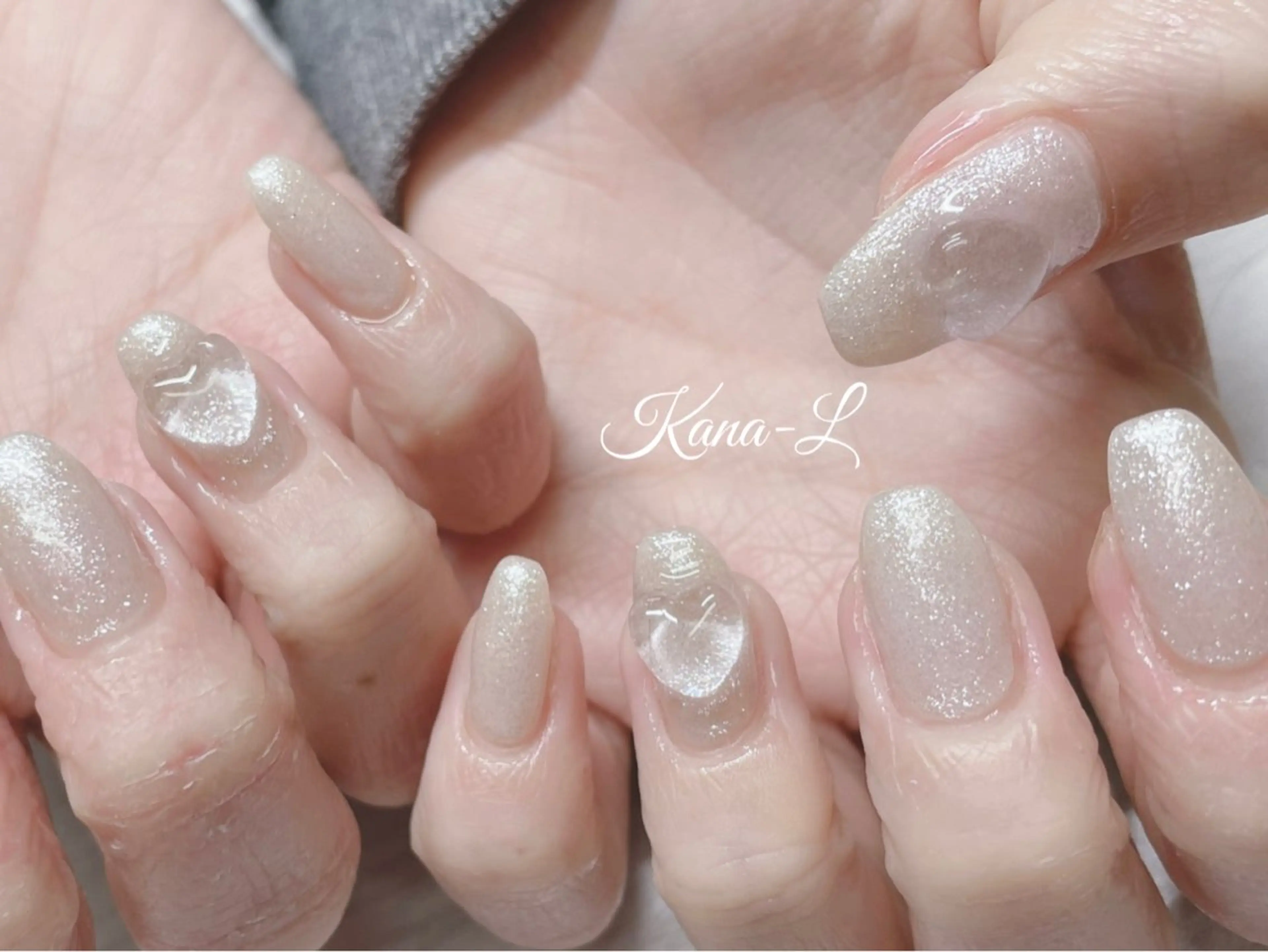 ネイル ジェルネイル ハート キラキラネイル 韓国ネイル パラジェル 芦辺 香奈のネイルデザイン