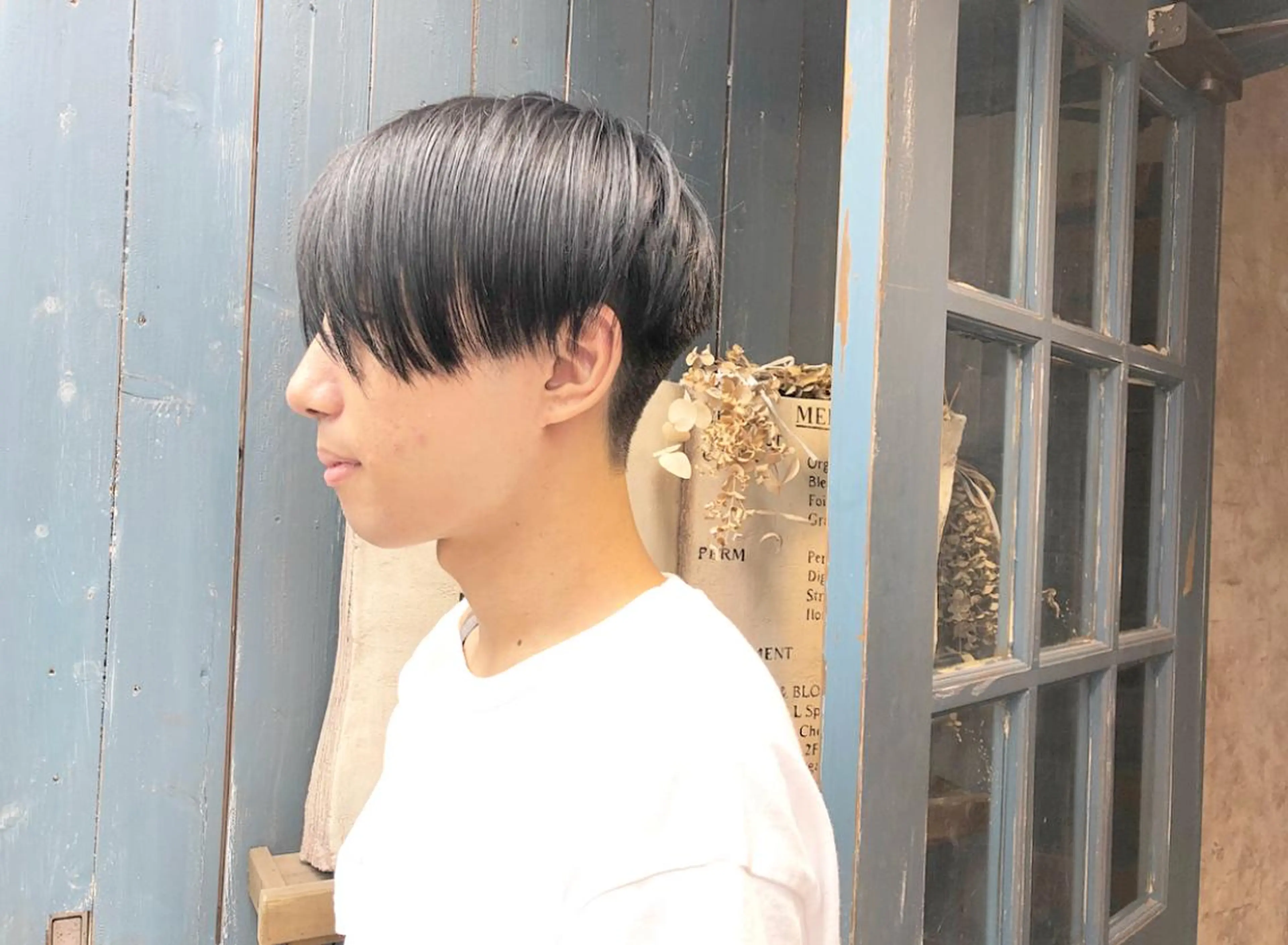 ショート カラー メンズ ブリーチ、パーマ 西部笑のヘアスタイル