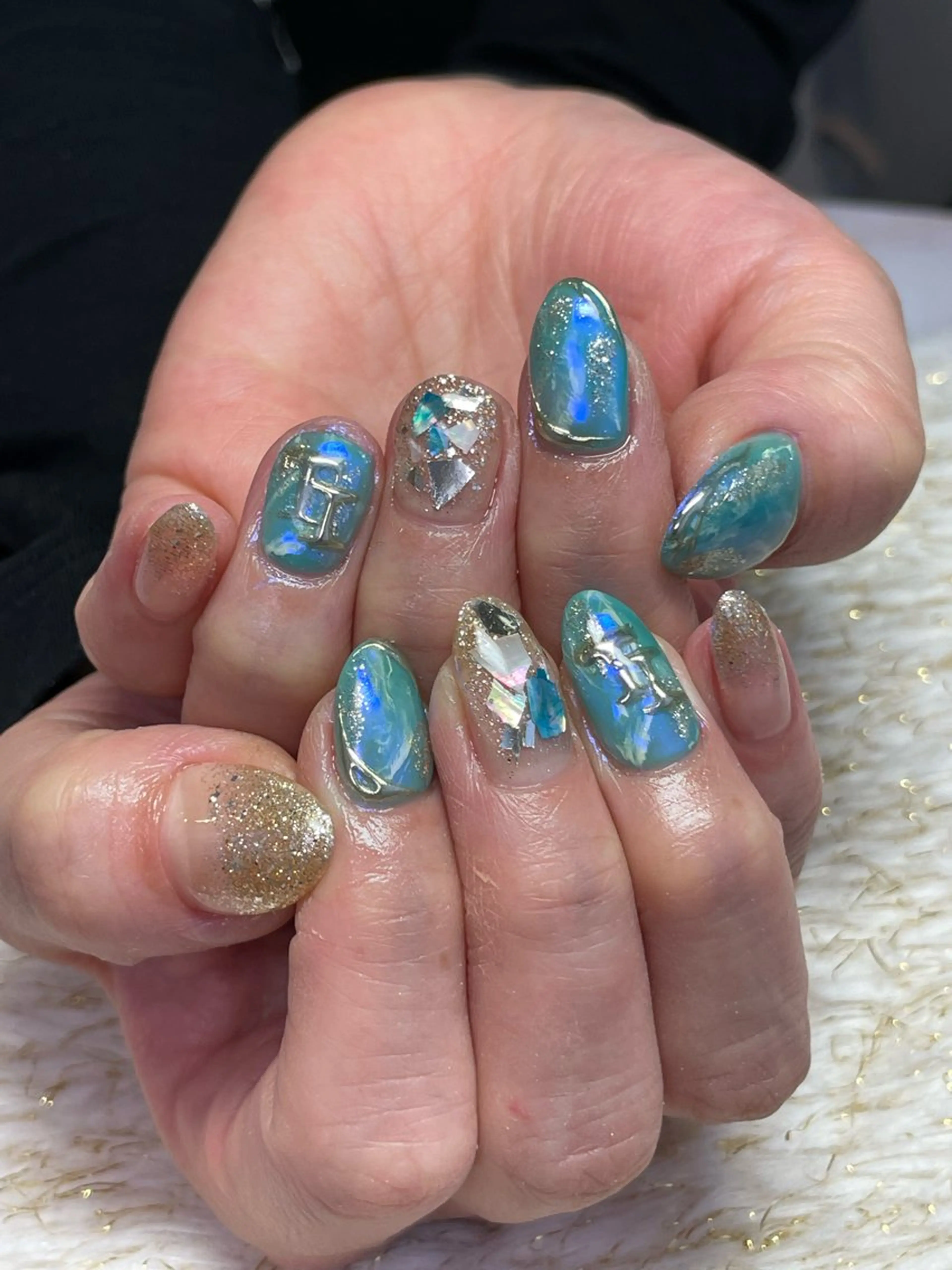 ネイル ブルー ミラーネイル nail ayacaのネイルデザイン