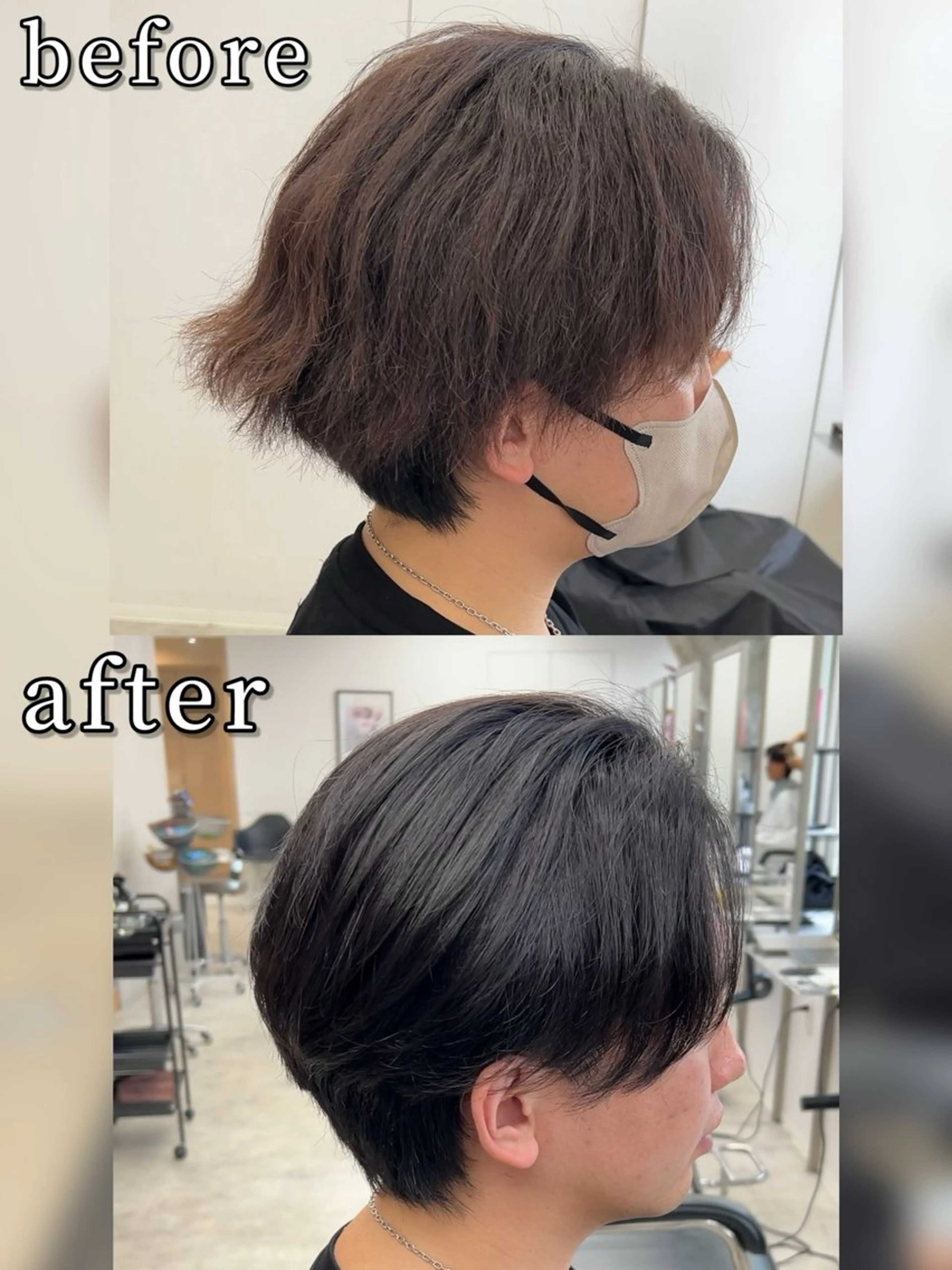 ショート パーマ メンズ センターパート 縮毛矯正 カット 縮毛矯正 メンズパーマ/ 新潟駅/佐藤裕のヘアスタイル