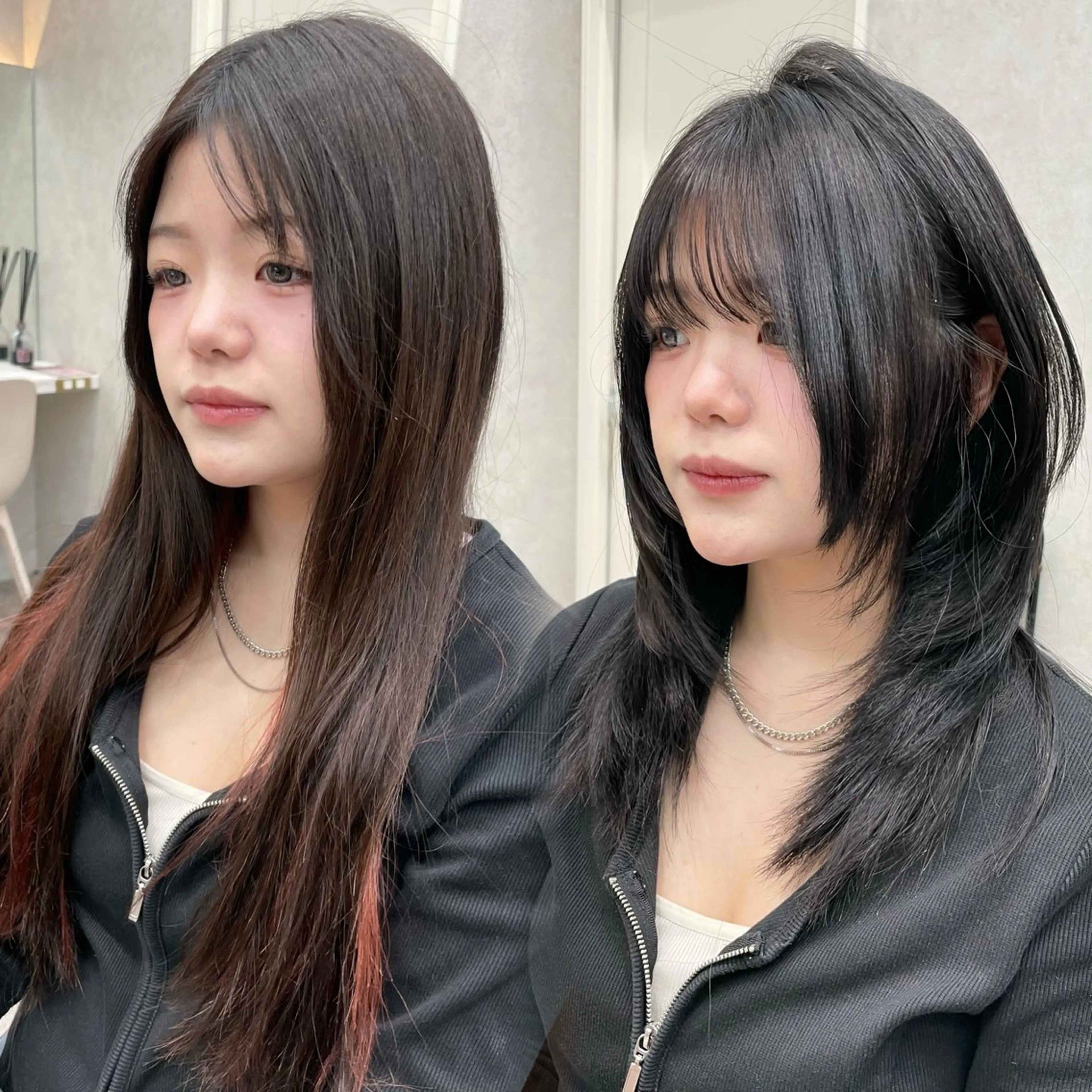 セミロング カット ヘアカラー MOE 福岡韓国ヘア✧︎のヘアスタイル