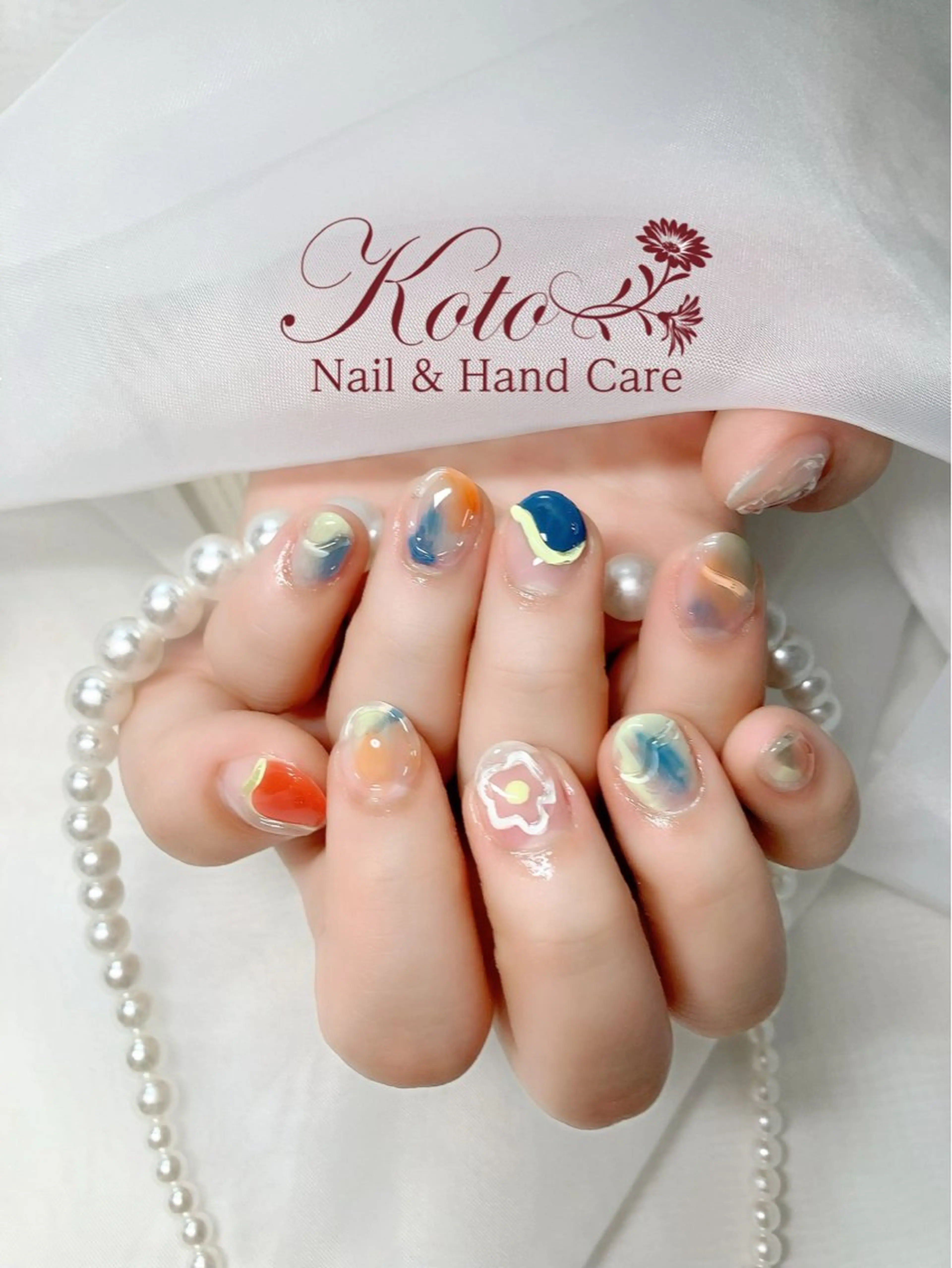 ネイル 長さ出し ジェルネイル 持ち込み ニュアンスネイル 赤色 ハンドネイル Nail Salon KOTOのネイルデザイン