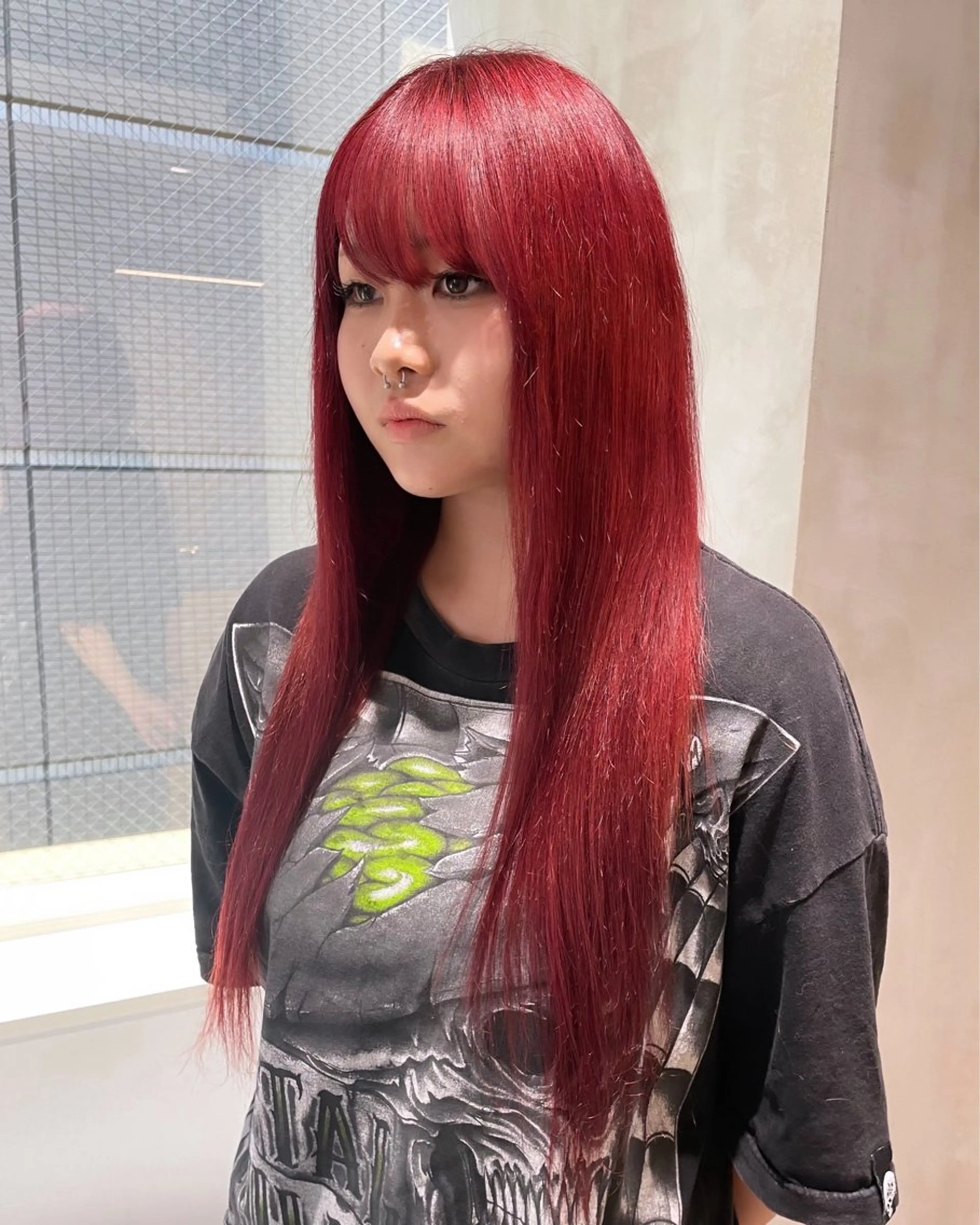 ロング カラー ヘアアレンジ プルエクステ レッドカラー エクステ ヘアカラー エクステ 🎀プルエクステ みまひかる🎀のヘアスタイル