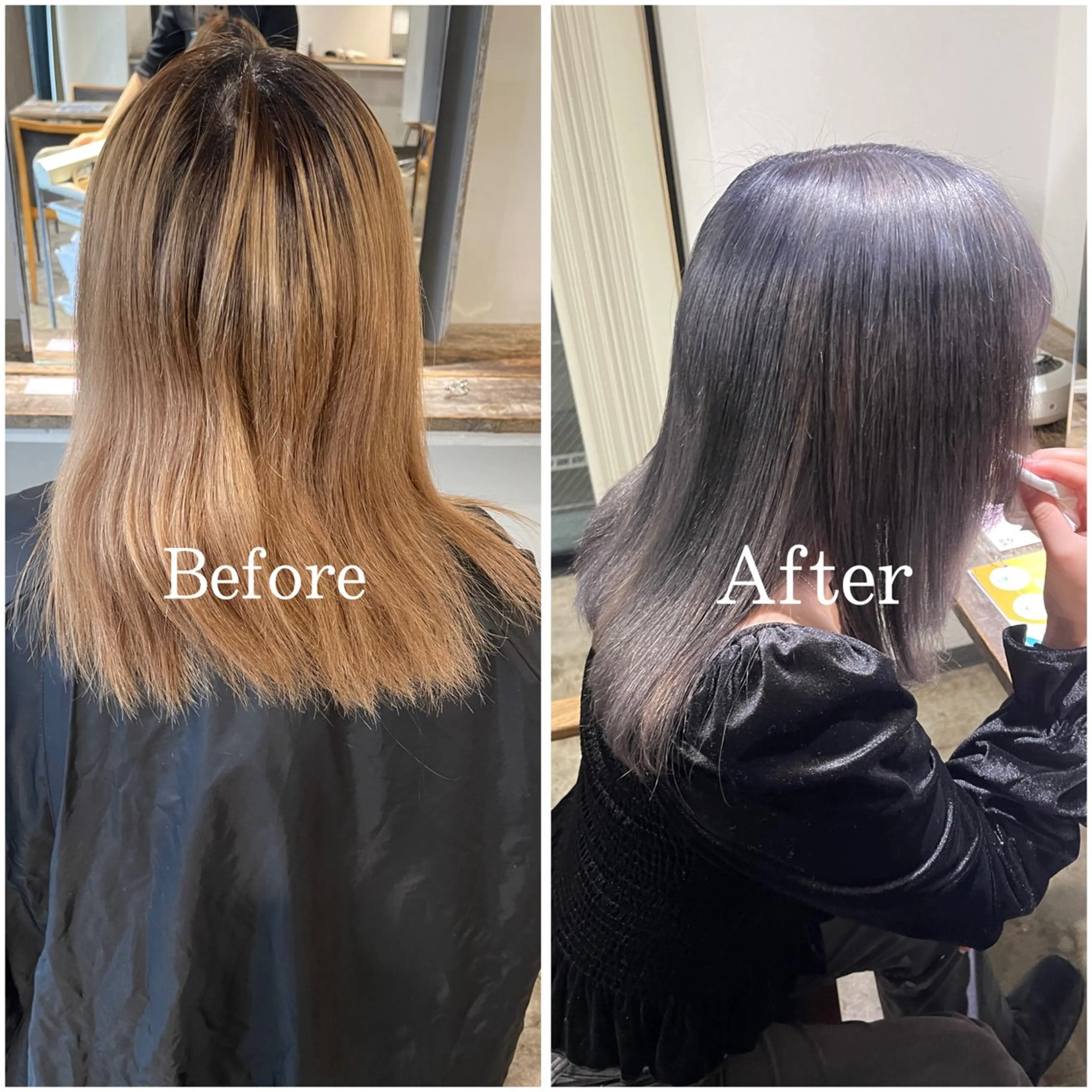 セミロング カラー ブリーチ デザインカラー ハイトーンカラー ムラ修正/ ハイトーン💖Riaのヘアスタイル