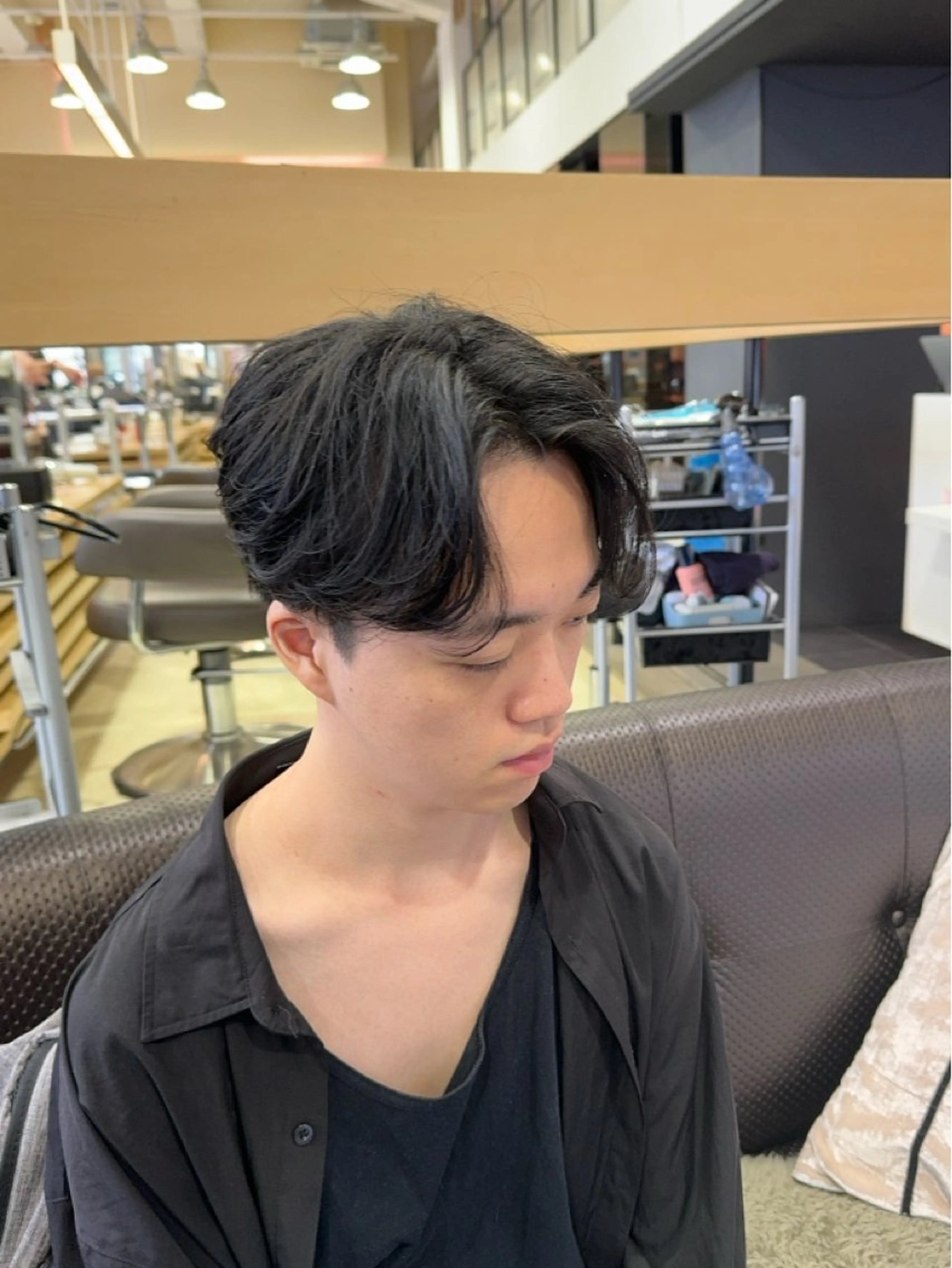 メンズ カット パーマ 韓国レイヤー/センタ ーパート/坂本翔のヘアスタイル