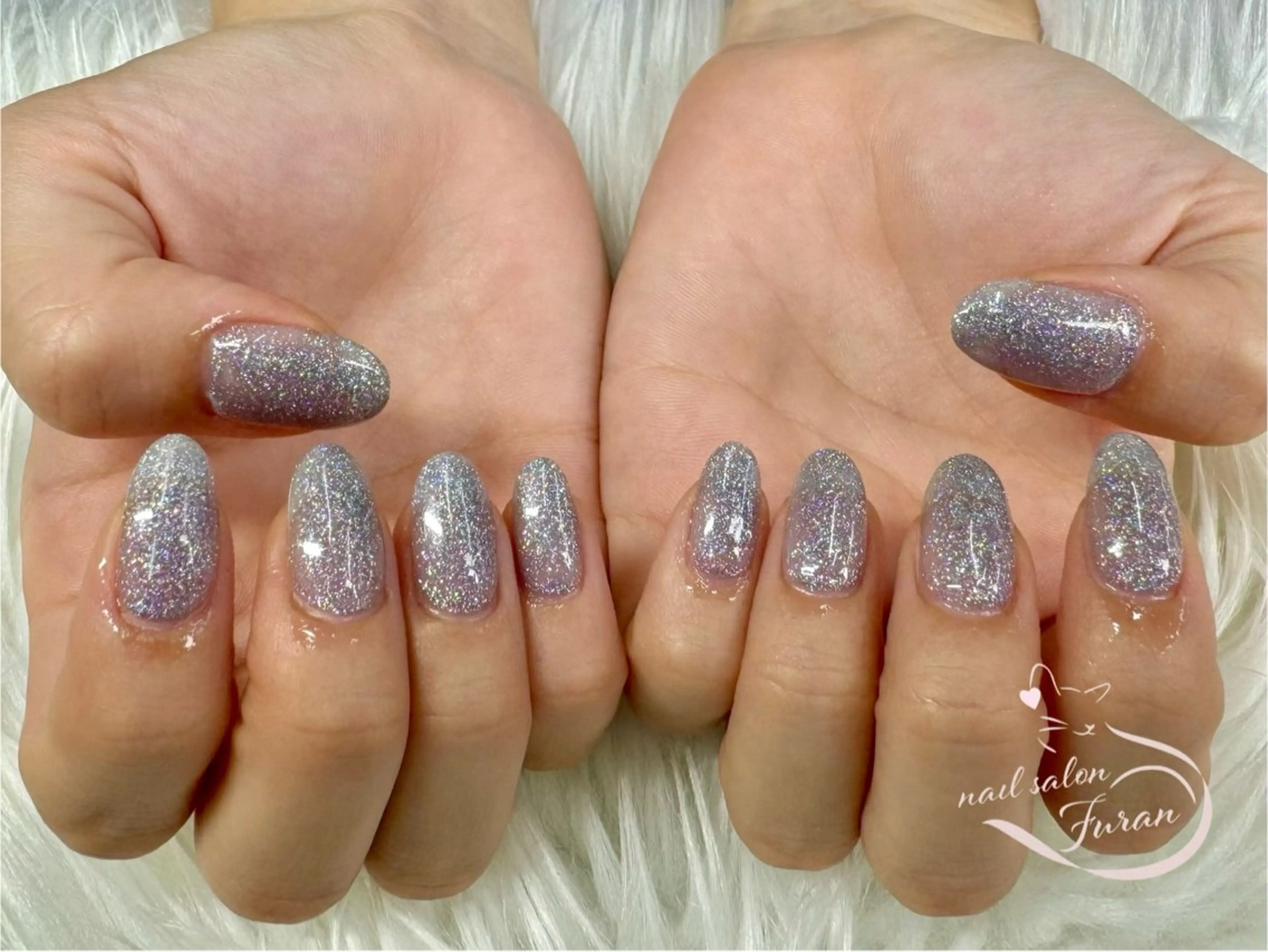 ネイル ブルー ラメ(グリッター) ワンカラーネイル ハンドネイル Nail salon Furanのネイルデザイン