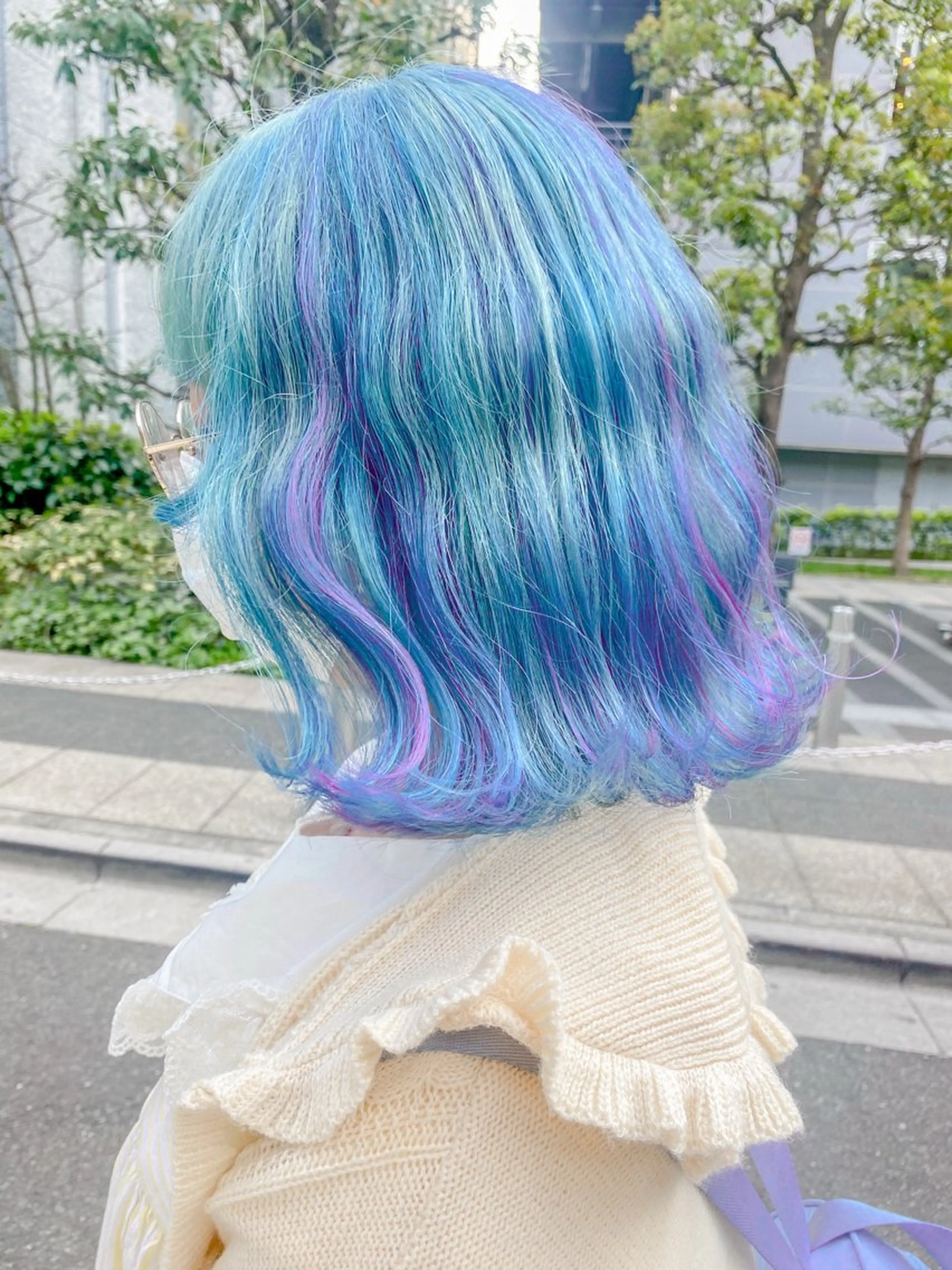 ミディアム カラー ブルーカラー デザインカラー ハイトーンカラー 韓国風カラー ピンクカラー ヘアカラー Chérie所属・Chérie 渋谷/カラーサロンのヘアスタイル