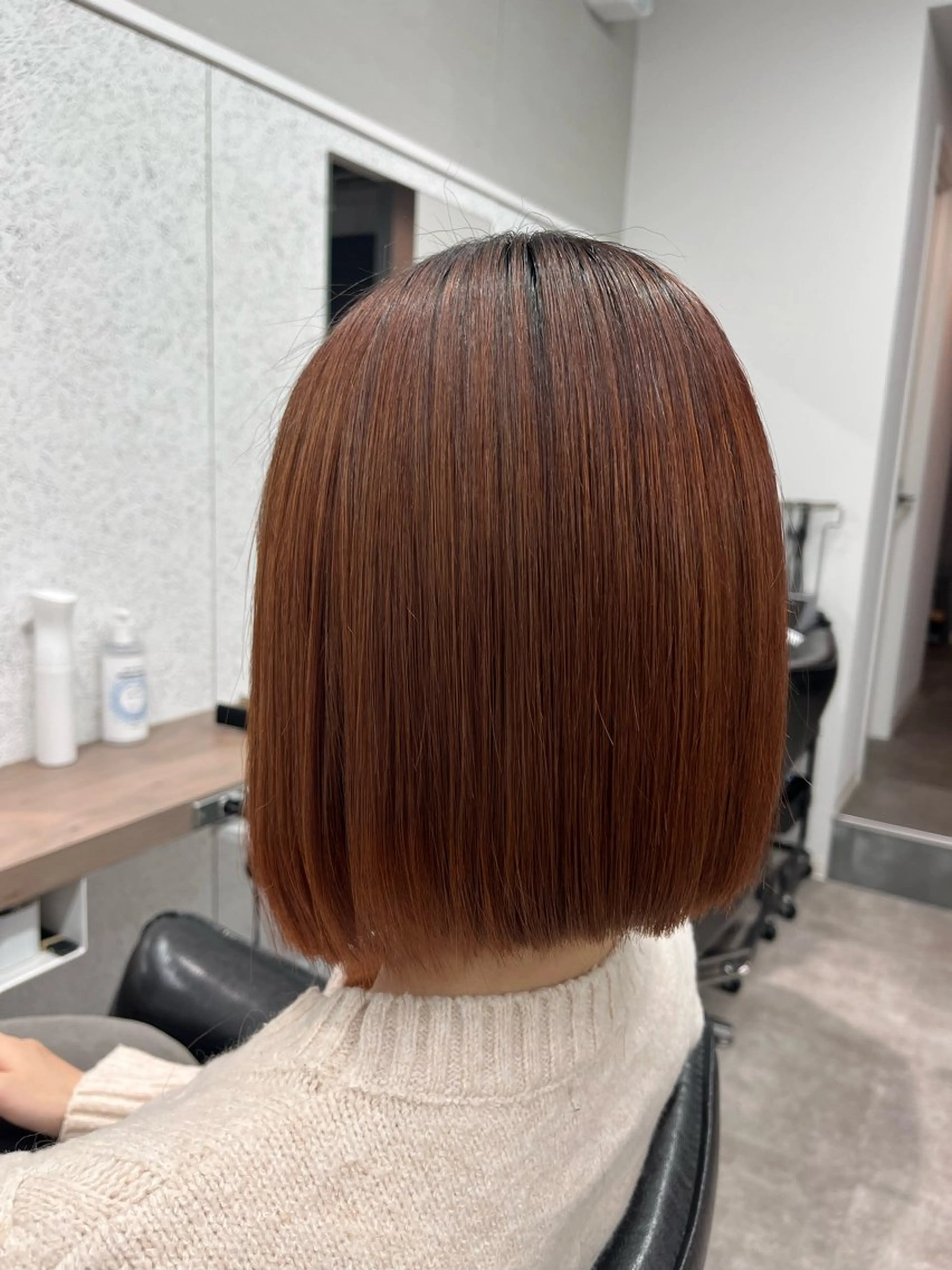 ミディアム ボブ 縮毛矯正 ヘアカラー トリートメント ボブ/透明感カラー/ 髪質改善/🌙/ルナのヘアスタイル