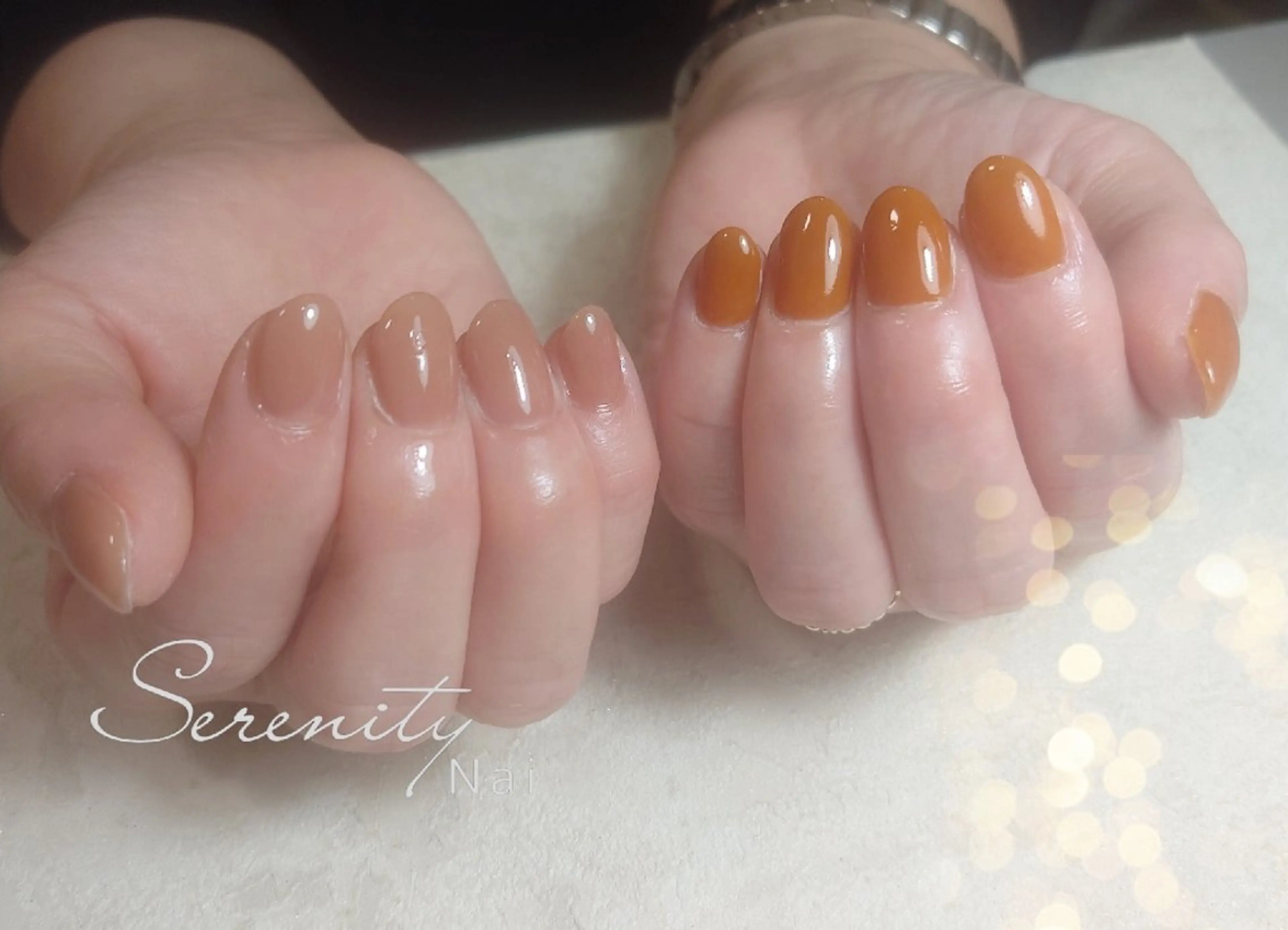 ネイル ラメ(グリッター) ワンカラーネイル ピンク ピンクベージュ 春ネイル nail  serenityのネイルデザイン