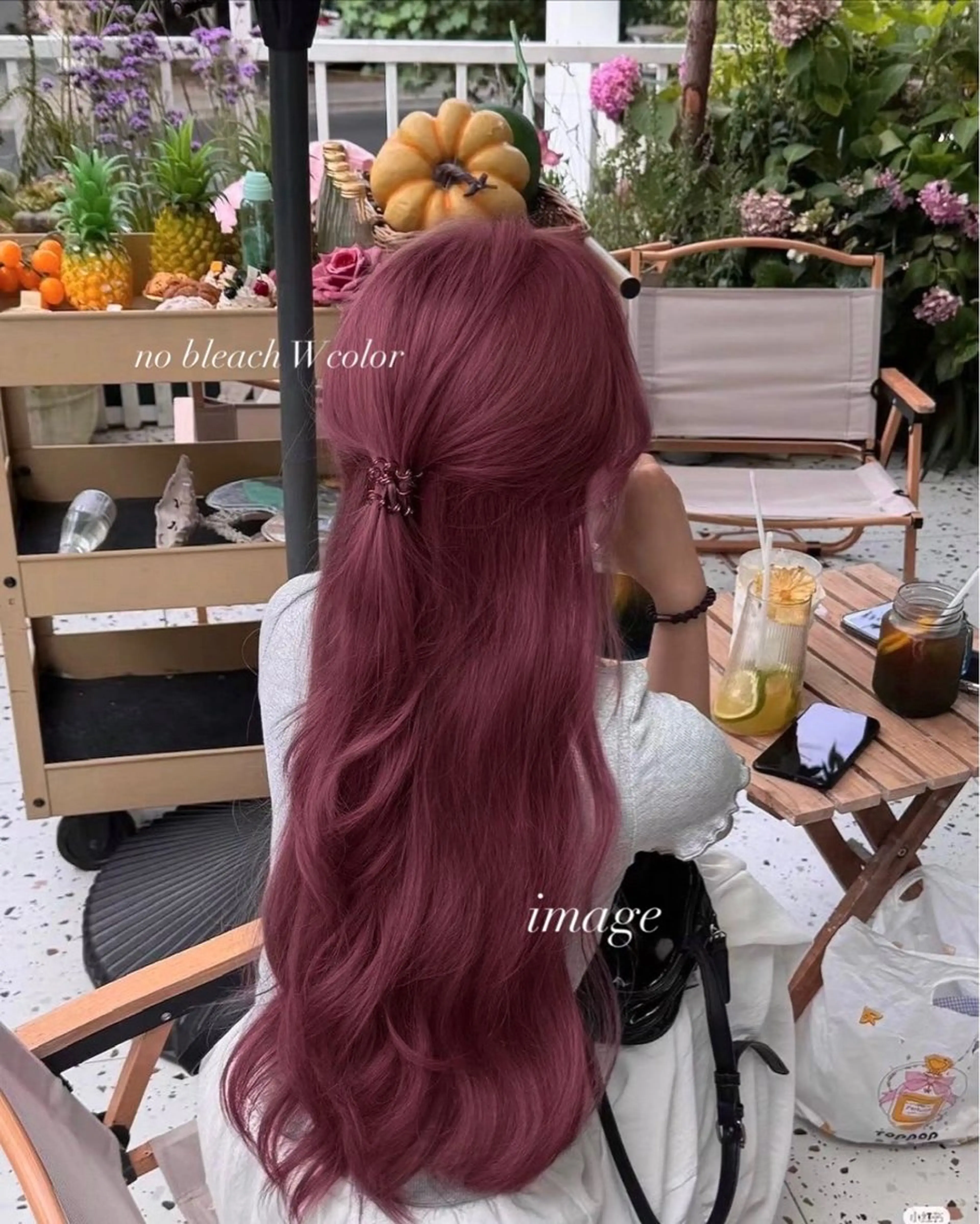 ロング カラー ヘアアレンジ ケアカラー ロング ヘアカラー ヘッドスパ ヘアセット 中韓🇰🇷暖色/ ワインレッド/らいるのヘアスタイル