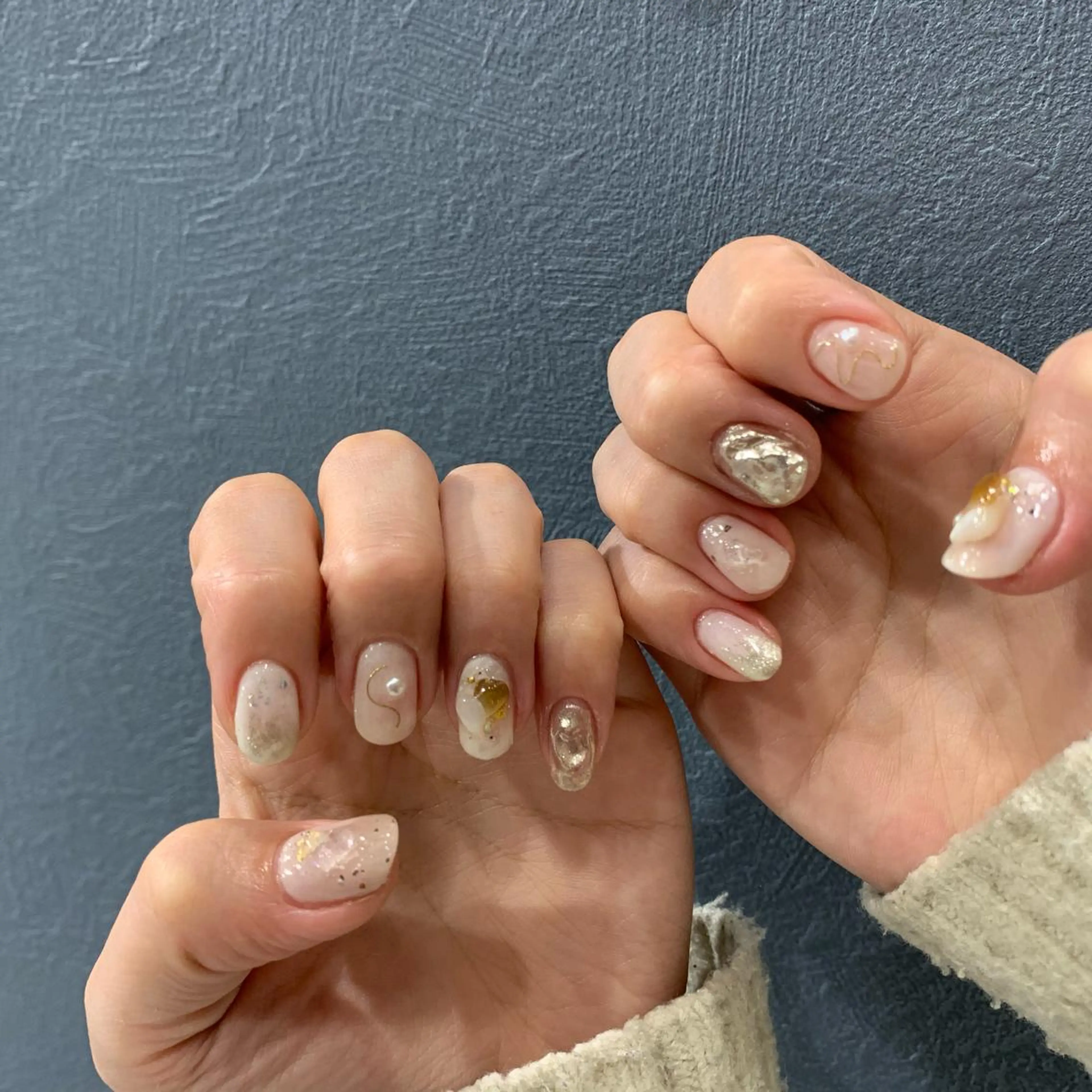 ネイル キラキラネイル ニュアンスネイル ハンドネイル 佐藤 まりえのネイルデザイン