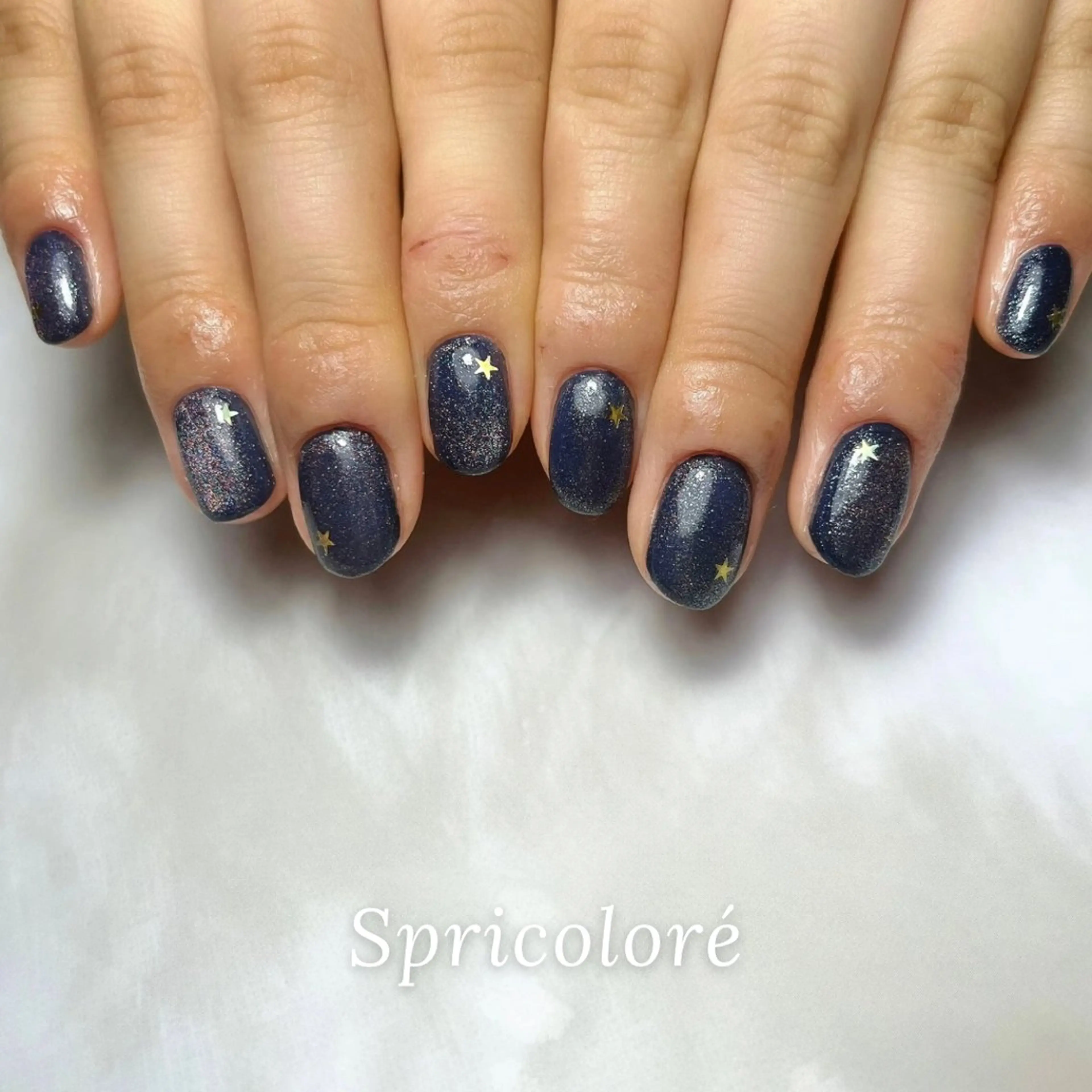 ネイル マグネットネイル ネイビー ワンカラーネイル シンプルネイル Spricoloré(スプリコローレ)所属・Spricoloré ／harunaのネイルデザイン