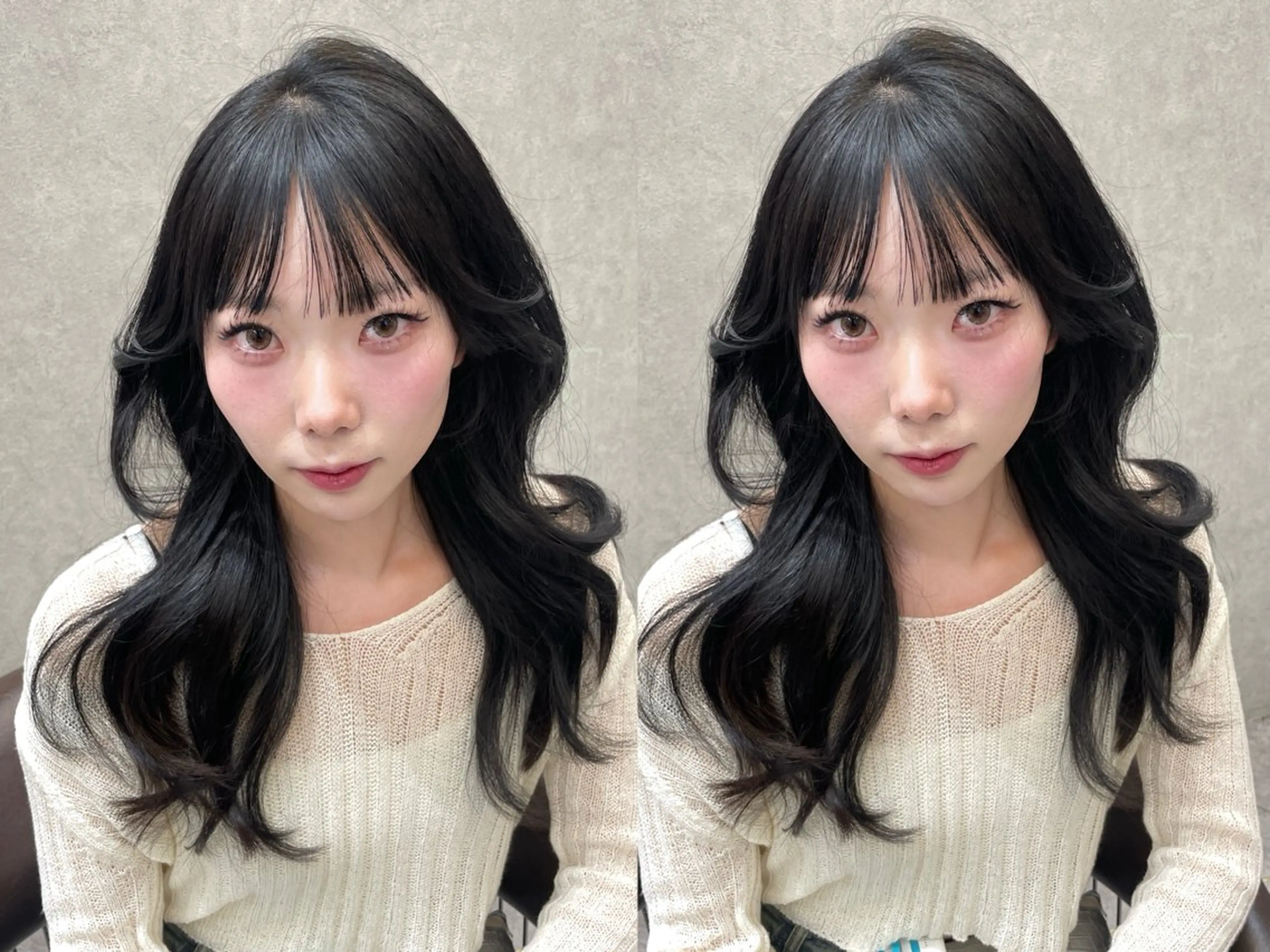 セミロング カット ヘアカラー MOE 福岡韓国ヘア✧︎のヘアスタイル