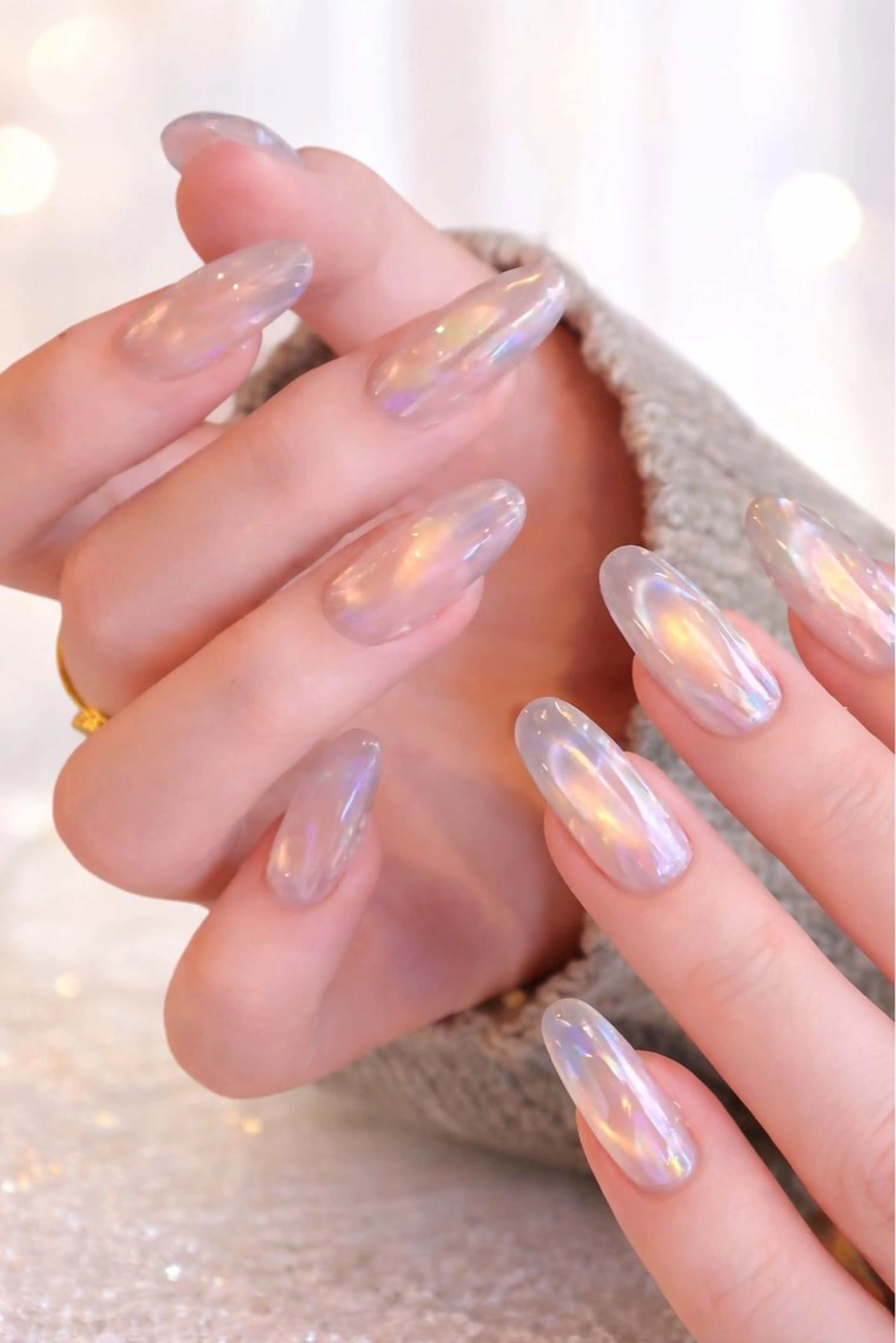 ネイル オーロラネイル 長さ出し キラキラネイル マグネットネイル シンプルネイル ZEN Beauty nail spa massage所属・ゆり ちゃんのネイルデザイン