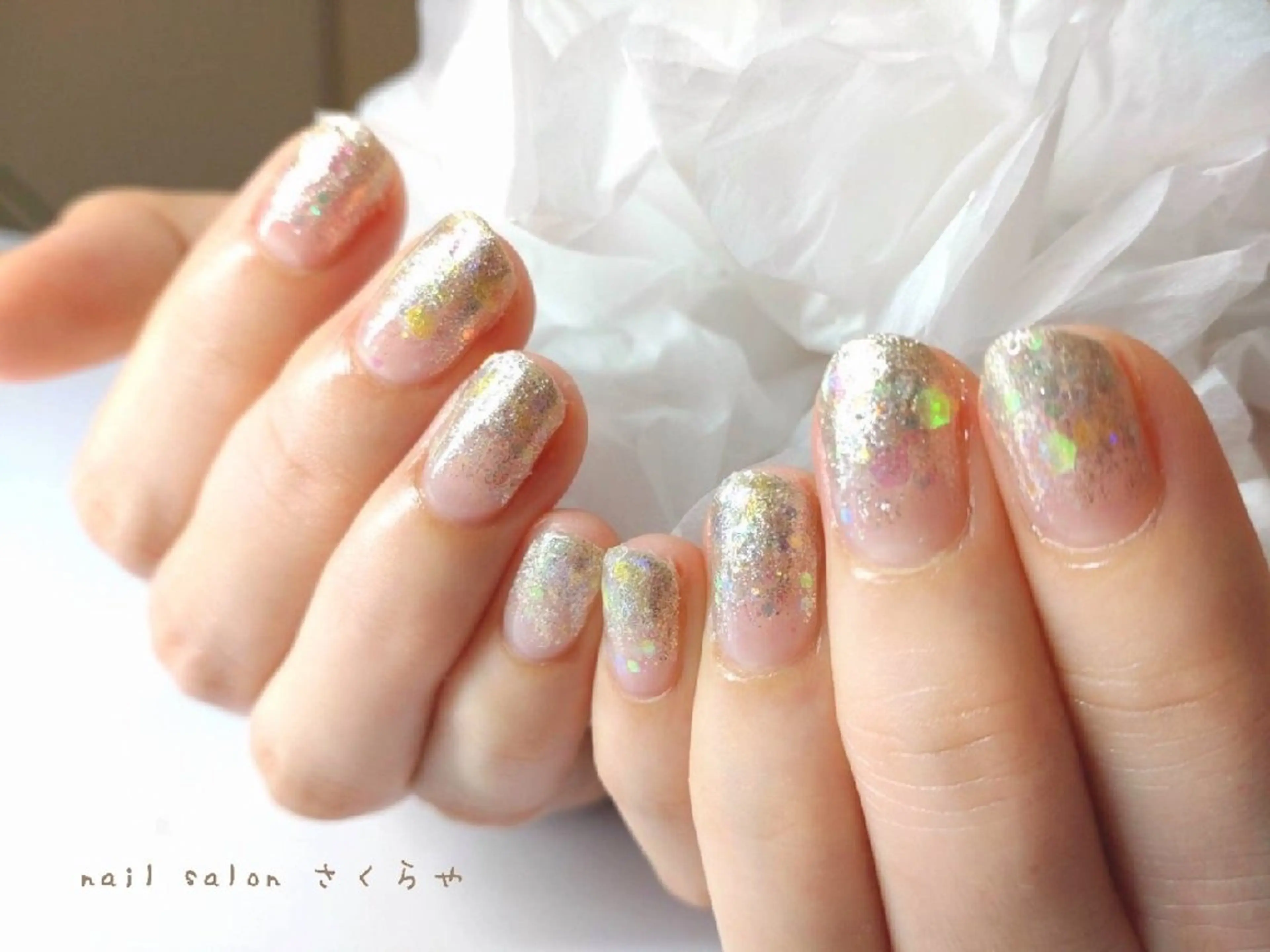 ネイル ゴールド グラデーション キラキラネイル ラメ(グリッター) ラメグラデーション ハンドネイル さくらや❤ パラジェル使用のネイルデザイン