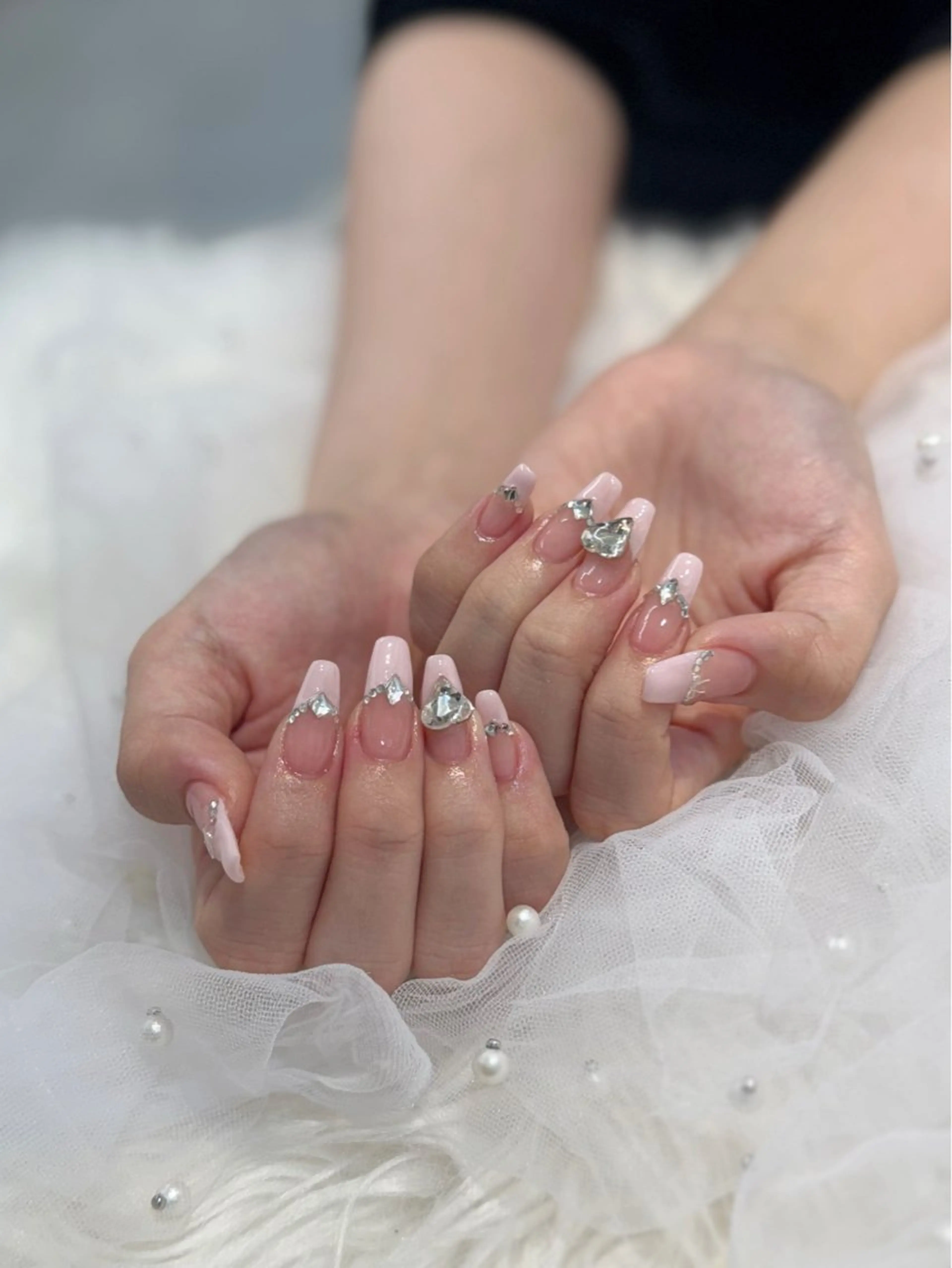 ネイル フレンチネイル ピンク ハンドネイル ハンドケア Chizuru ☾ ໋のネイルデザイン