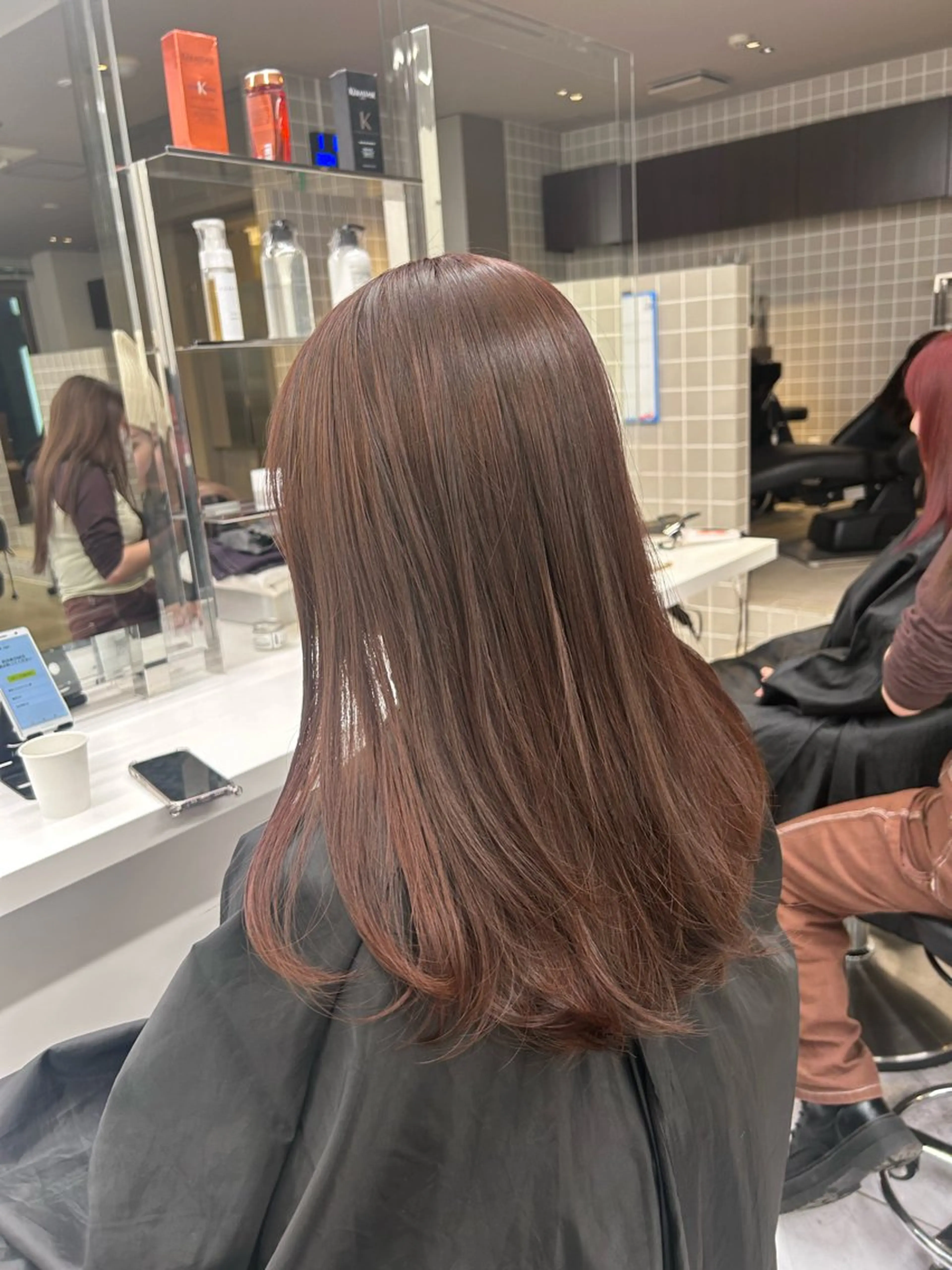 ロング カラー パーマ ヘアアレンジ メンズ キッズ ヘアカラー トリートメント ヘアセット ブリーチなしカラー/ ブラウン/レイヤーのヘアスタイル