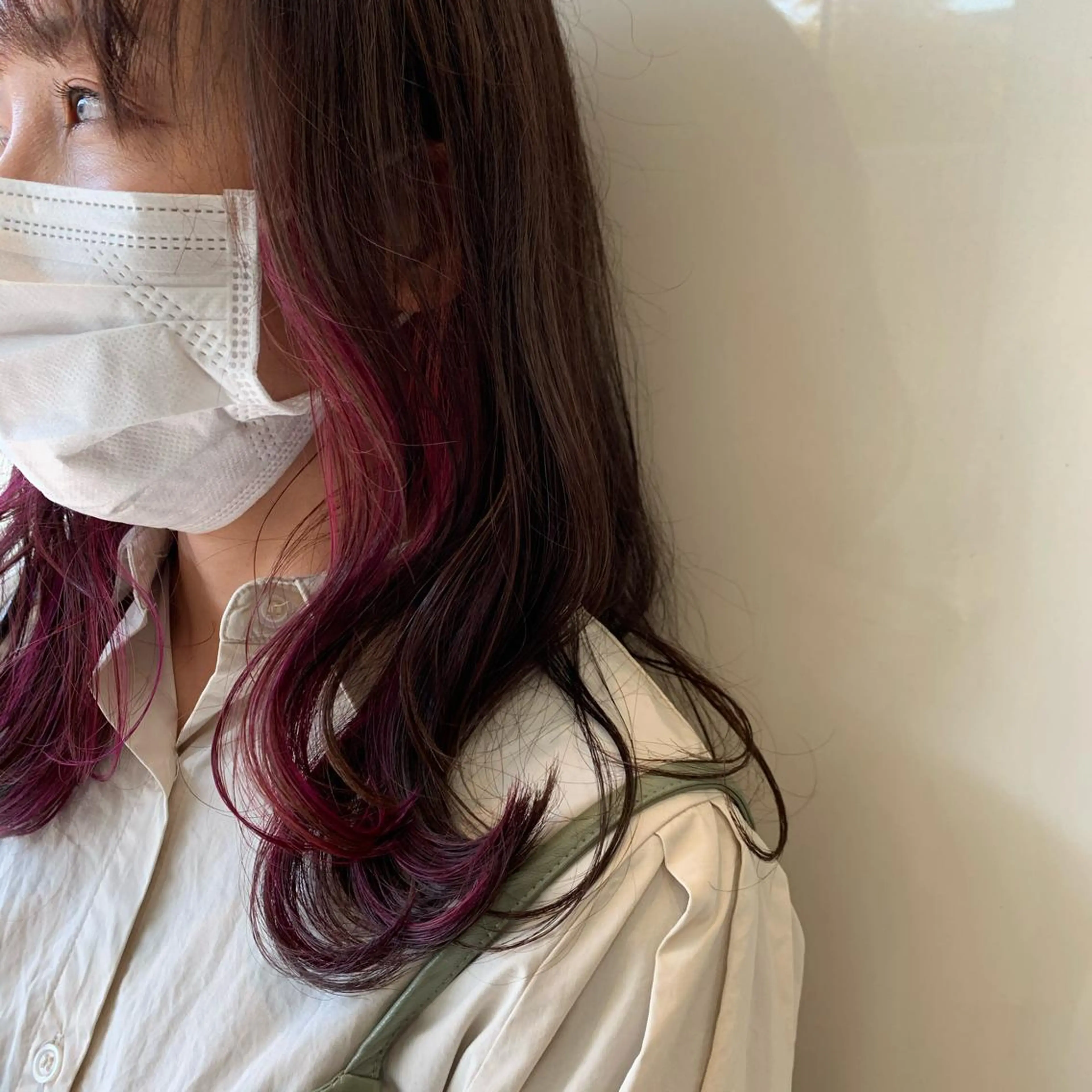 ミディアム カラー ピンクカラー 津田 真志のヘアスタイル