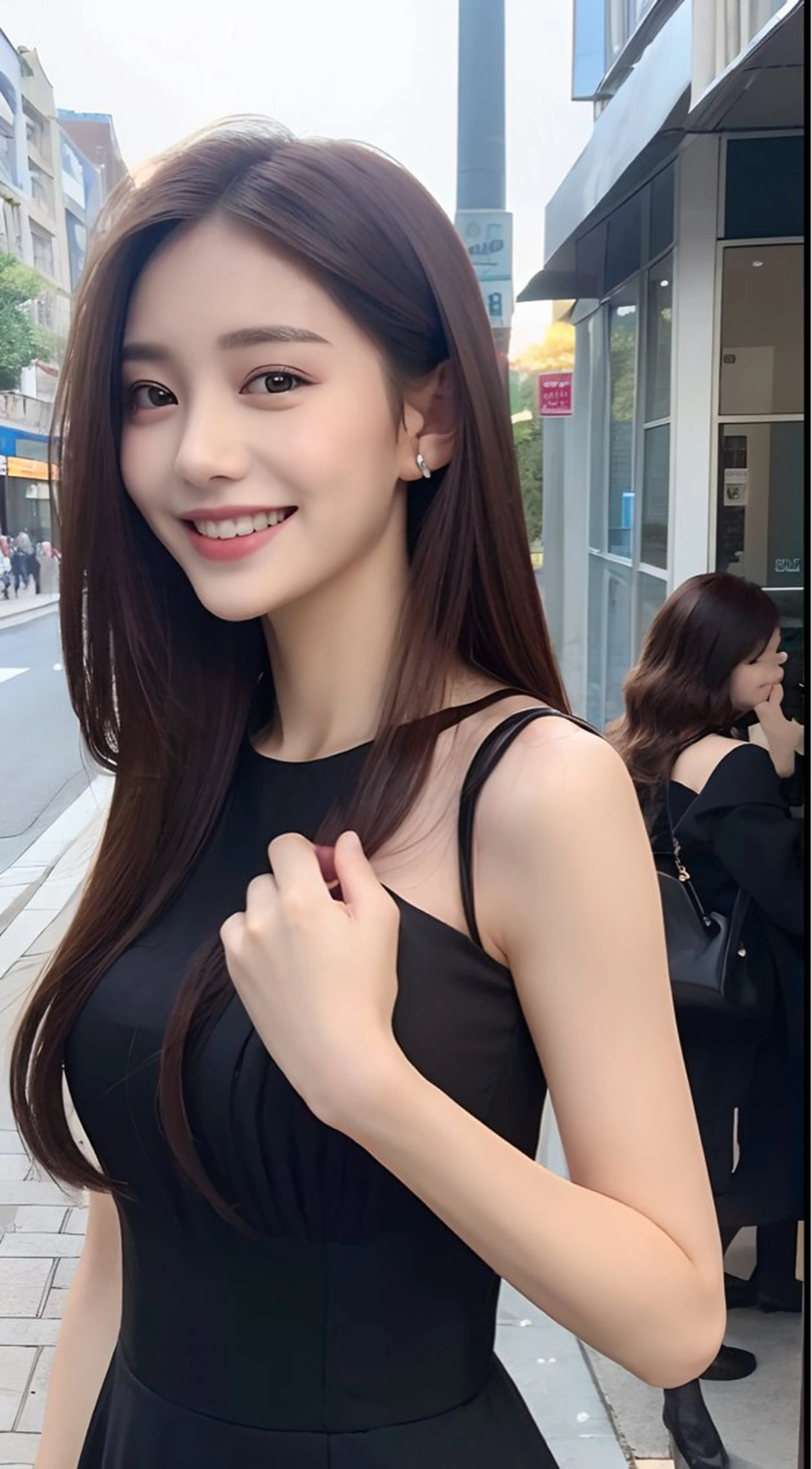 ロング かきあげバング 韓国🇰🇷レイヤー 似合わせ顔まわりのヘアスタイル