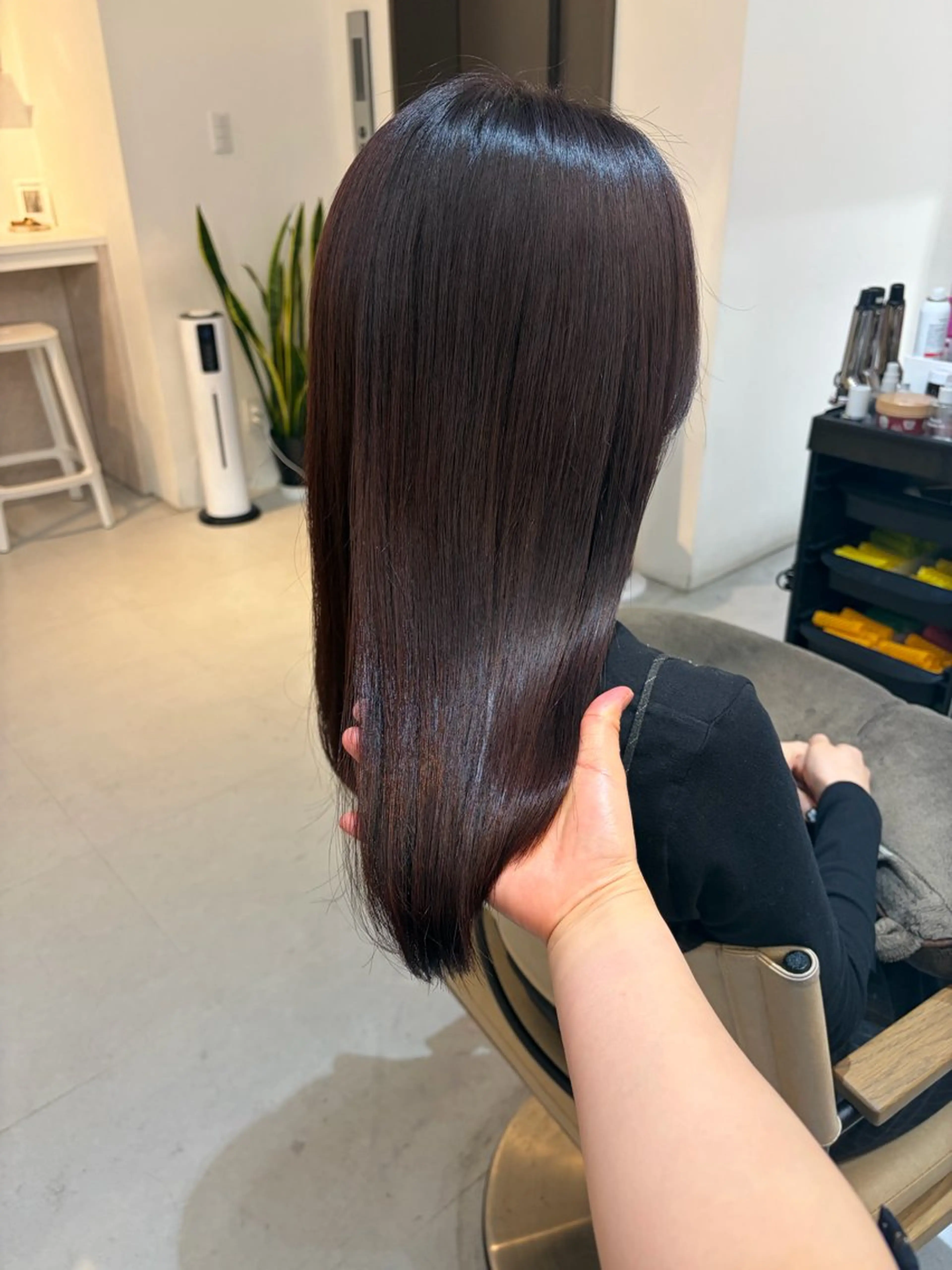 ミディアム カット ヘアカラー トリートメント ✨色持ちの良い艶 カラー✨蟹江真世のヘアスタイル