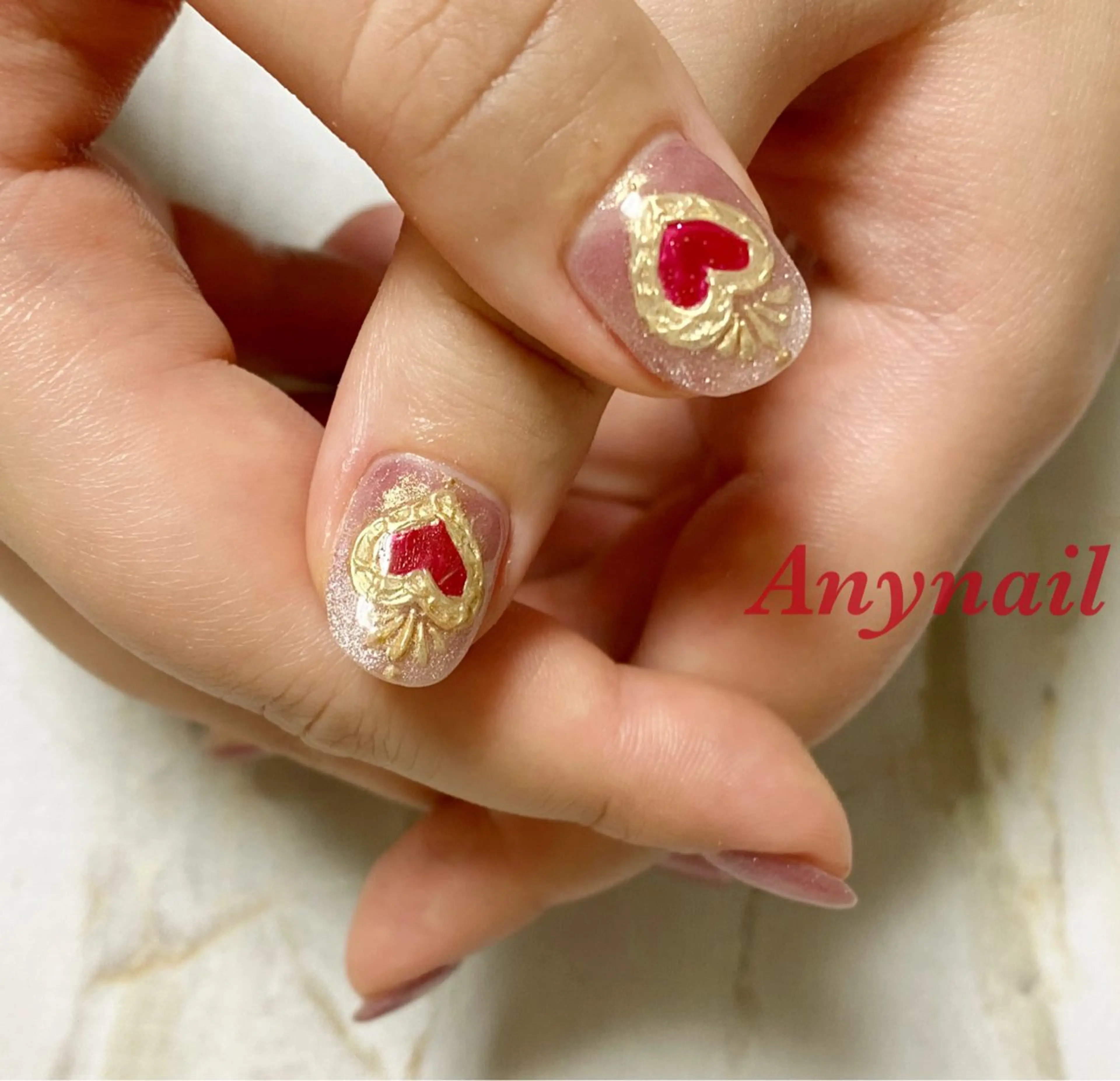 ネイル アートネイル ブルー ハート マグネットネイル 岩澤 恵子のネイルデザイン