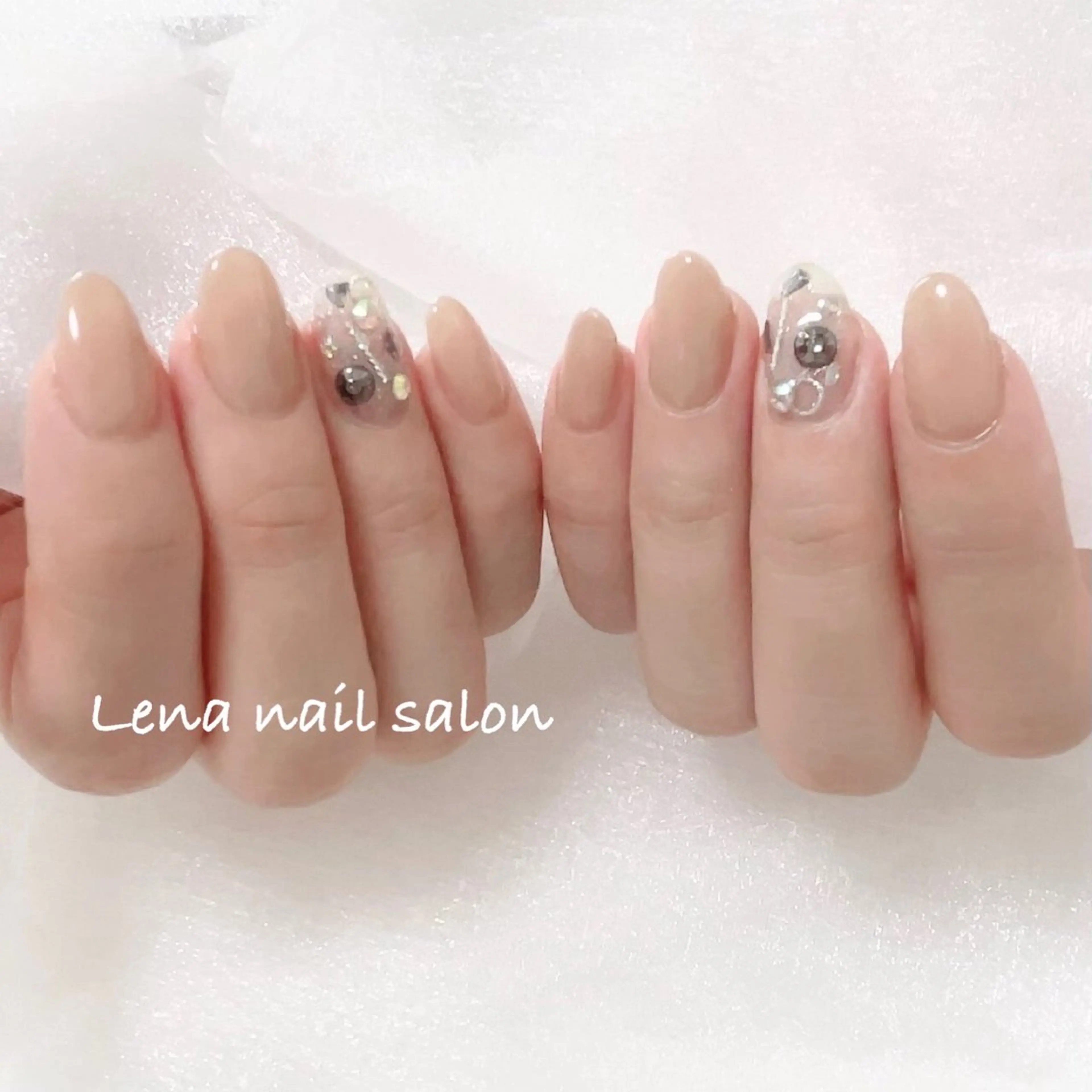 ネイル ジェルネイル パラジェル ストーンネイル ハンドネイル 自爪育成ネイルケア Lena  nailのネイルデザイン