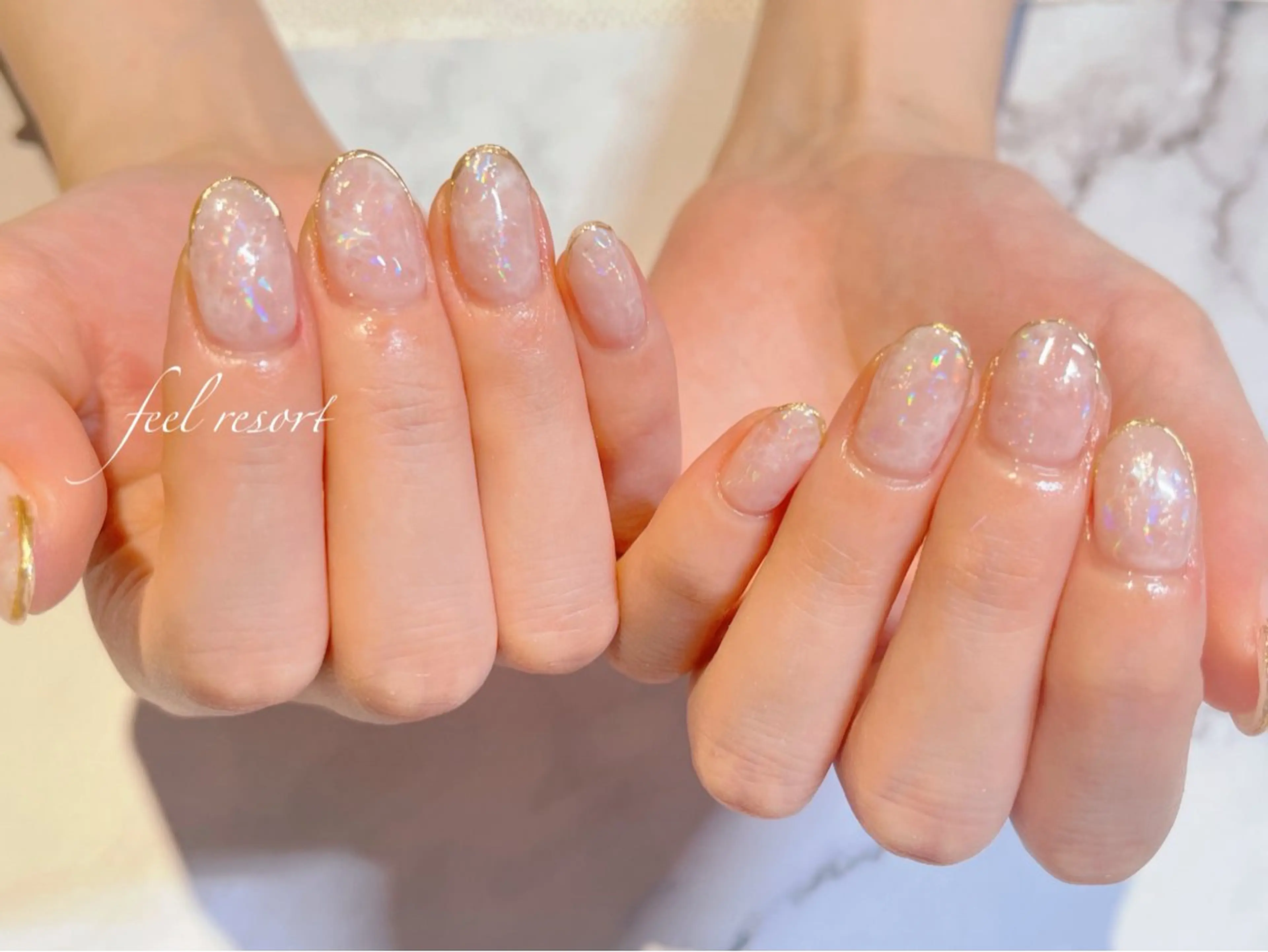 ネイル 長さ出し フットネイル フレンチネイル ジェルネイル ガラスフレンチ ハンドネイル Lien(リアン) 銀座駅6分のネイルデザイン